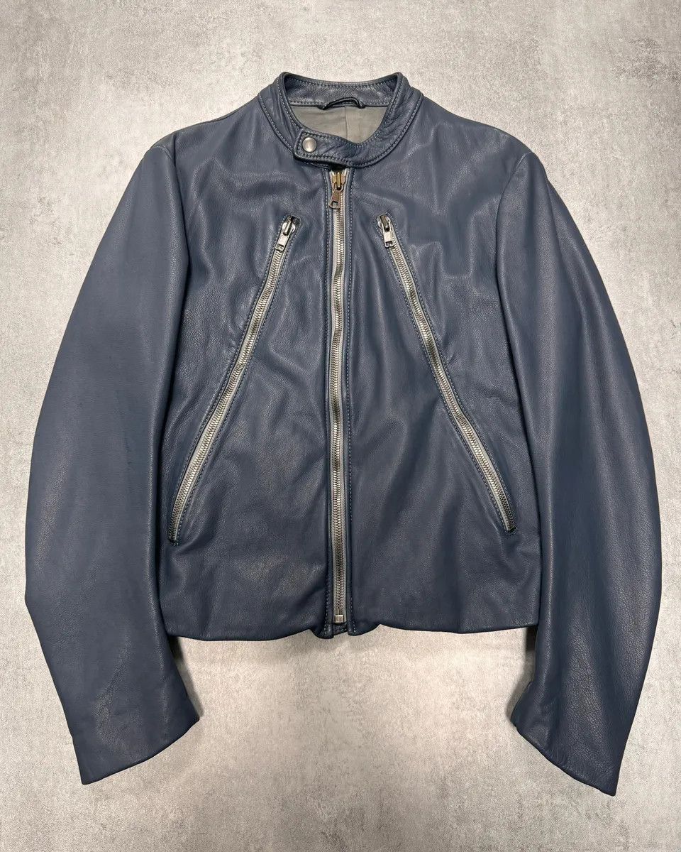 SS2008 Maison Margiela 5-Zip Biker Navy Leather Jacket