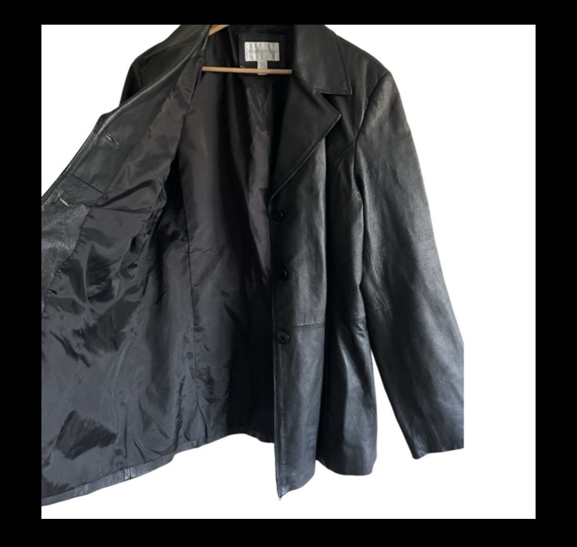 Worthington Vtg Worthington Black Leather Button Front Lined Jacket Coat Size XL / US 12-14 / IT 48-50 - 7 Thumbnail