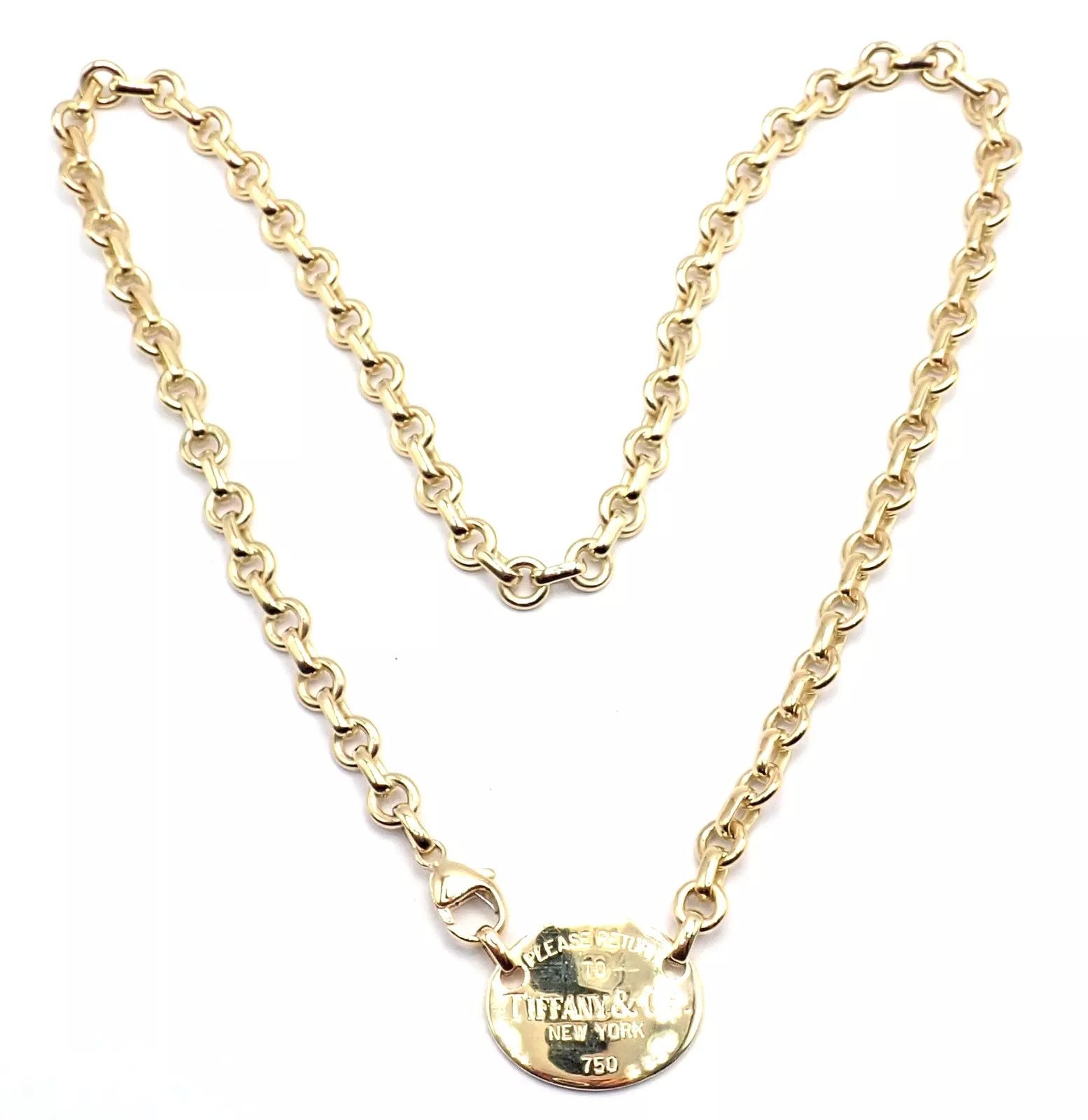 Tiffany & Co. 18k Yellow Gold Oval Tag Link Necklace Size ONE SIZE - 5 Thumbnail