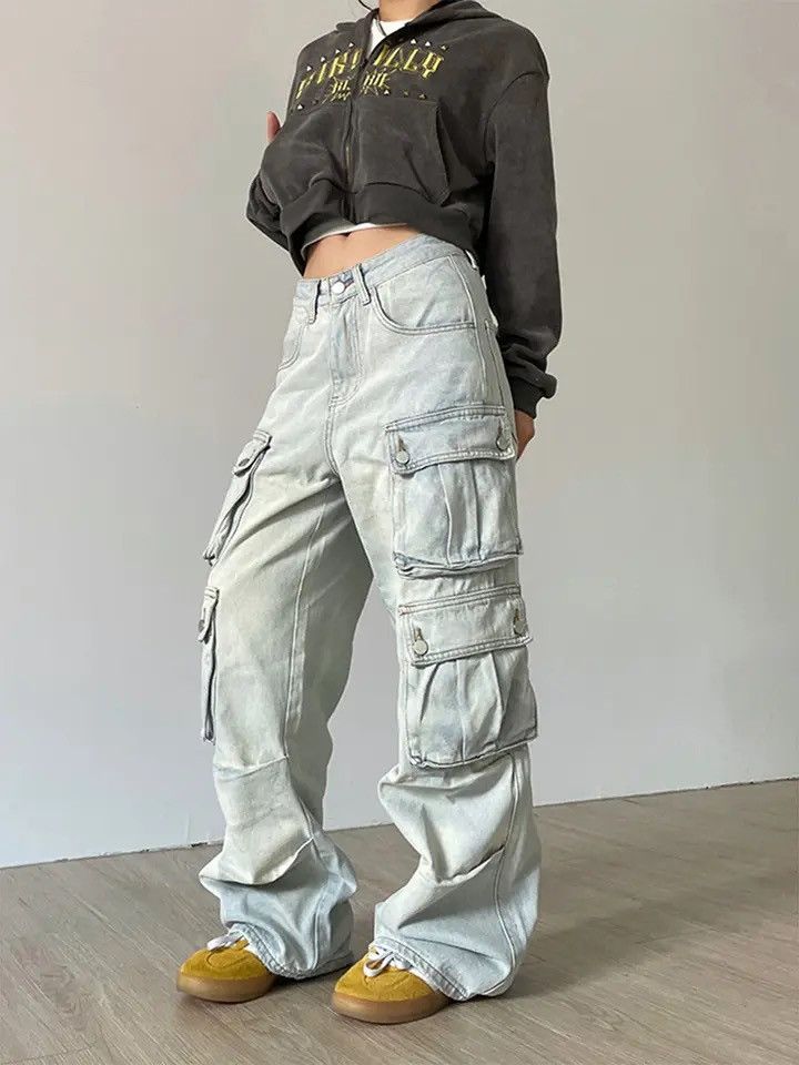 Jean × Vintage Retro Vintage Style Cargo Women Jeans Pants y2k Size 28" / US 6 / IT 42 - 3 Thumbnail