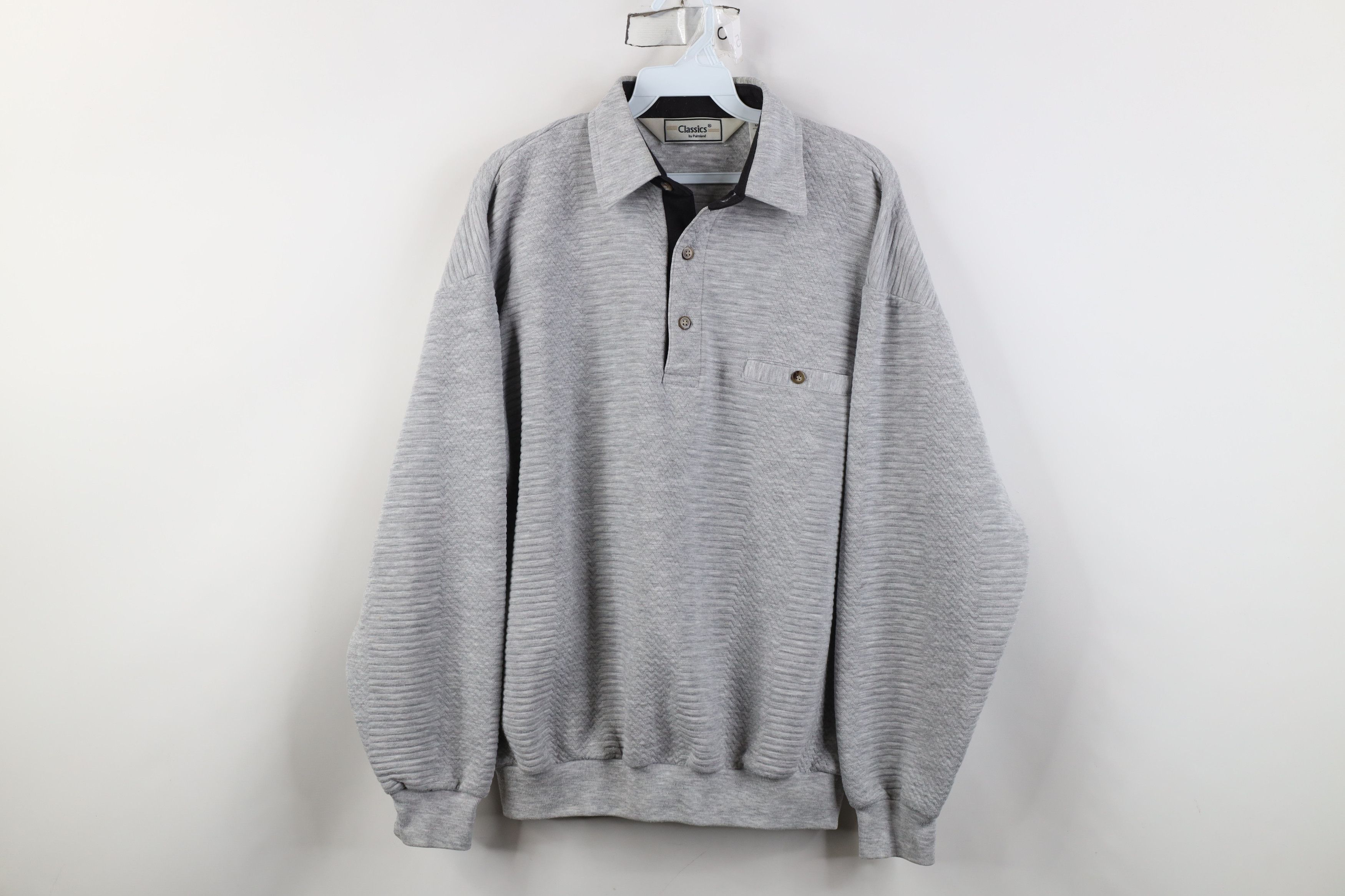 Vintage Vintage 90s Streetwear Collared Pullover Sweatshirt Gray Size US M / EU 48-50 / 2 - 1 Thumbnail