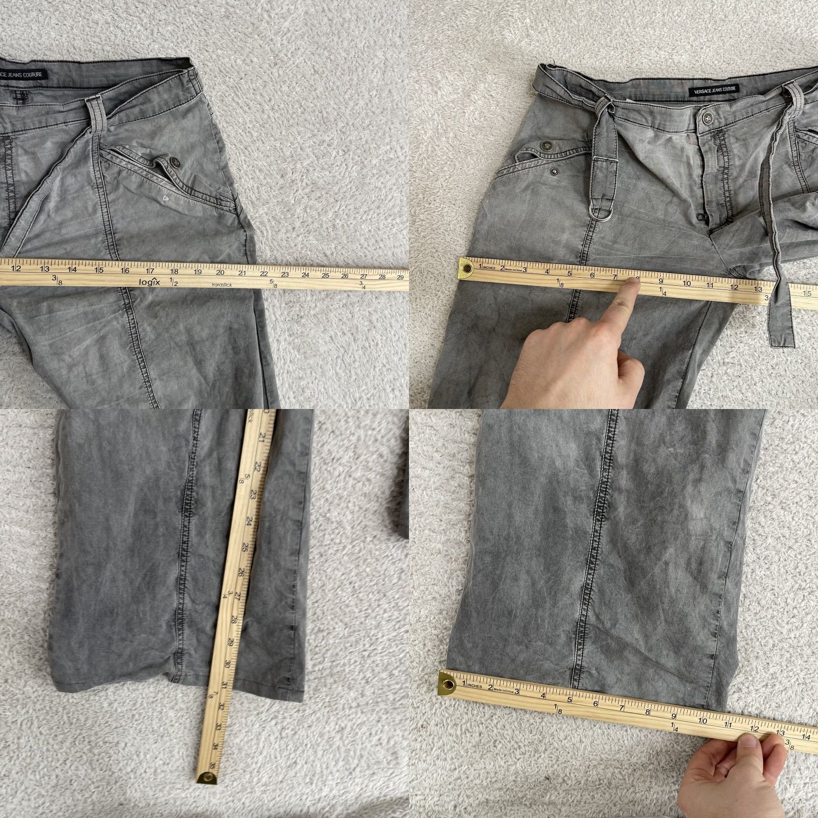 Versace Jeans Couture VINTAGE Versace Jeans Couture Pants Women's 32x31 Gray Baggy Rave Y2K Italy Goth 90s VTG Size 24" / US 00 / IT 34 - 8 Thumbnail