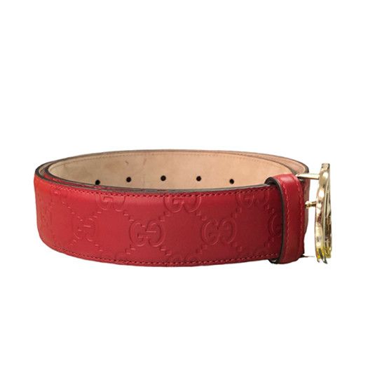 Gucci Red Guccissima Leather Interlocking G Belt Size 85CM Gucci