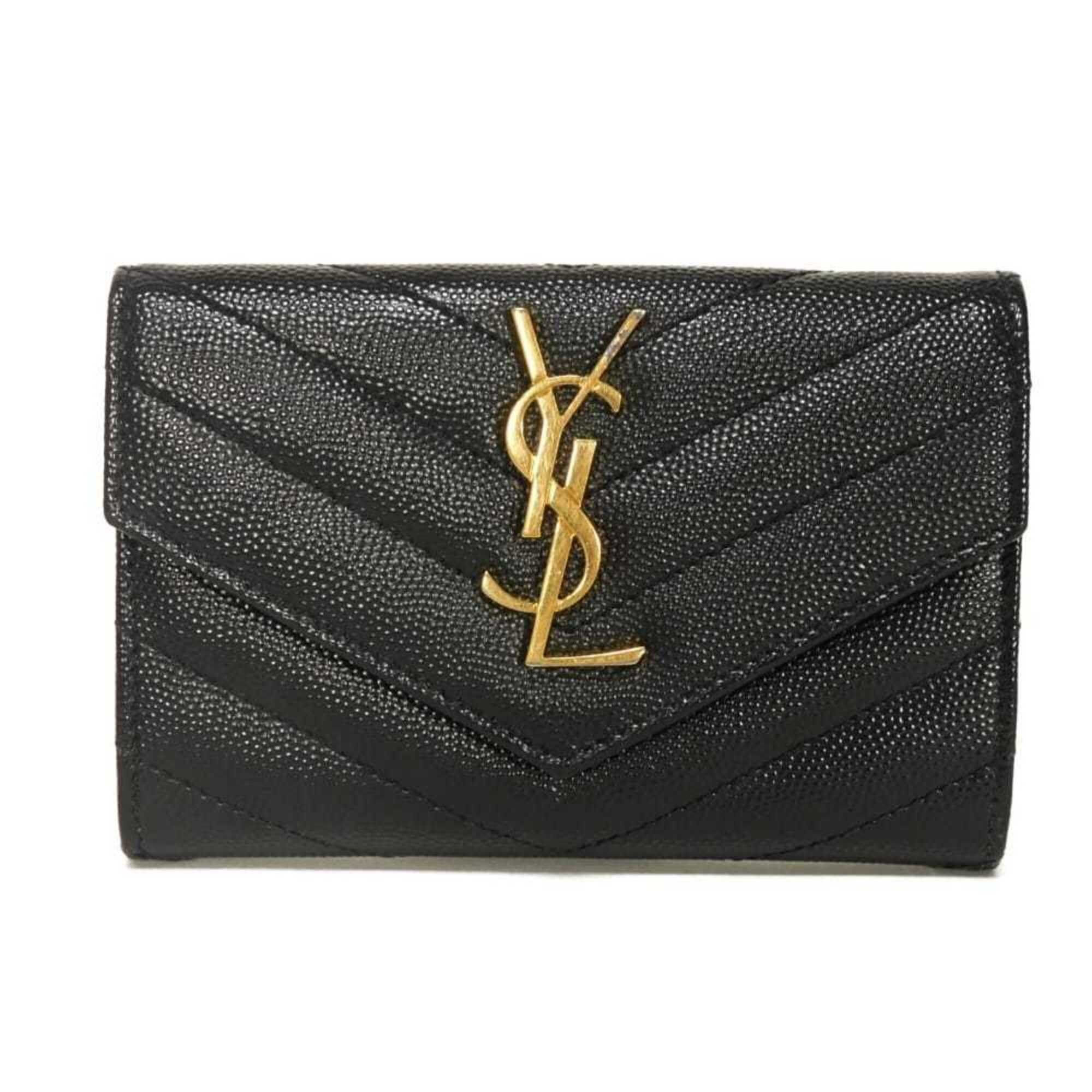 Yves Saint Laurent Yves Saint Laurent Saint Laurent Paris Monogram Small Envelope Quilted Calfskin Bi-fold Wallet, Black, 414404 BOW01 1000, Men's & Women's Size ONE SIZE - 1 Thumbnail