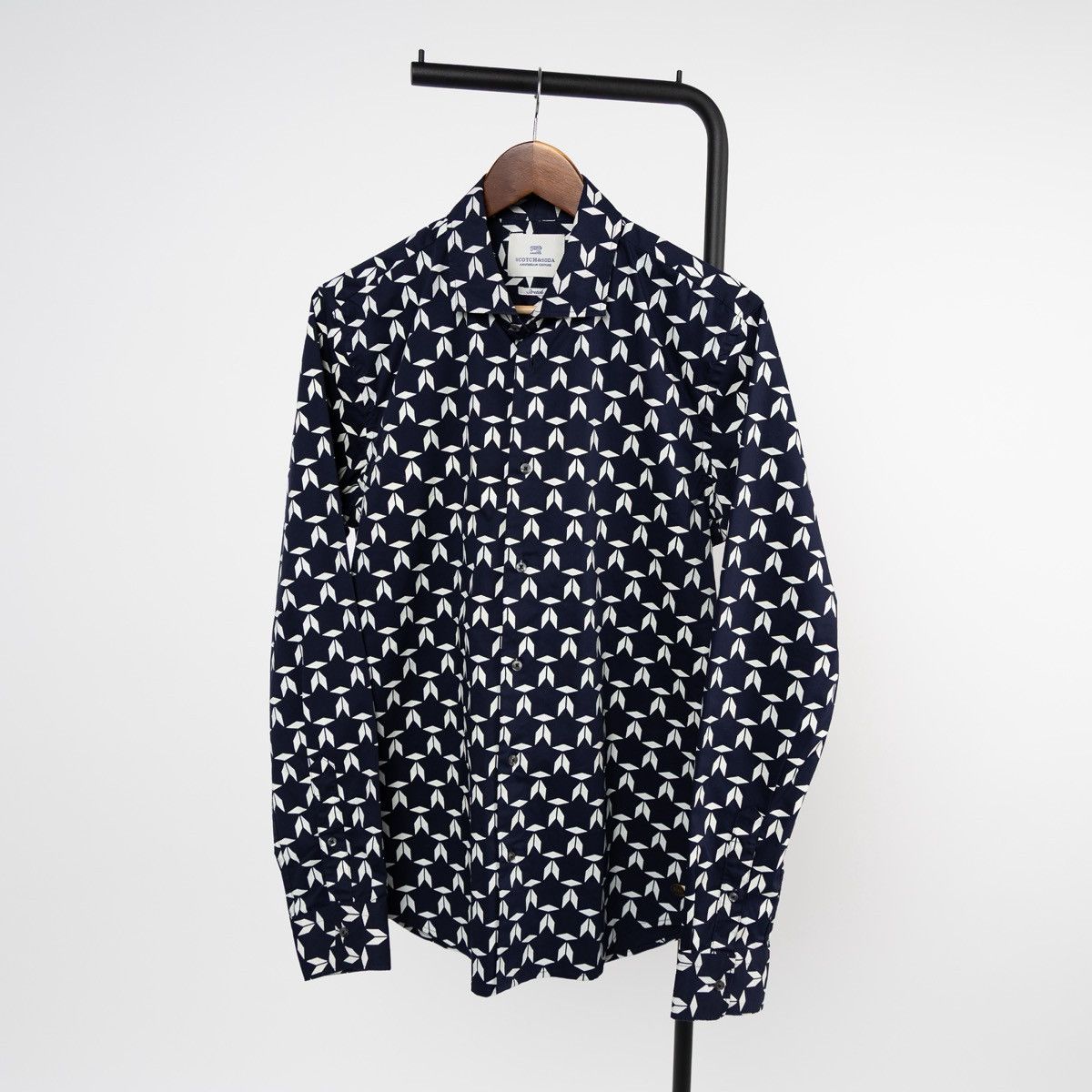 Scotch & Soda Scotch & Soda Mens Navy Geometric Print Shirt LS Button Up Size US L / EU 52-54 / 3 - 1 Thumbnail