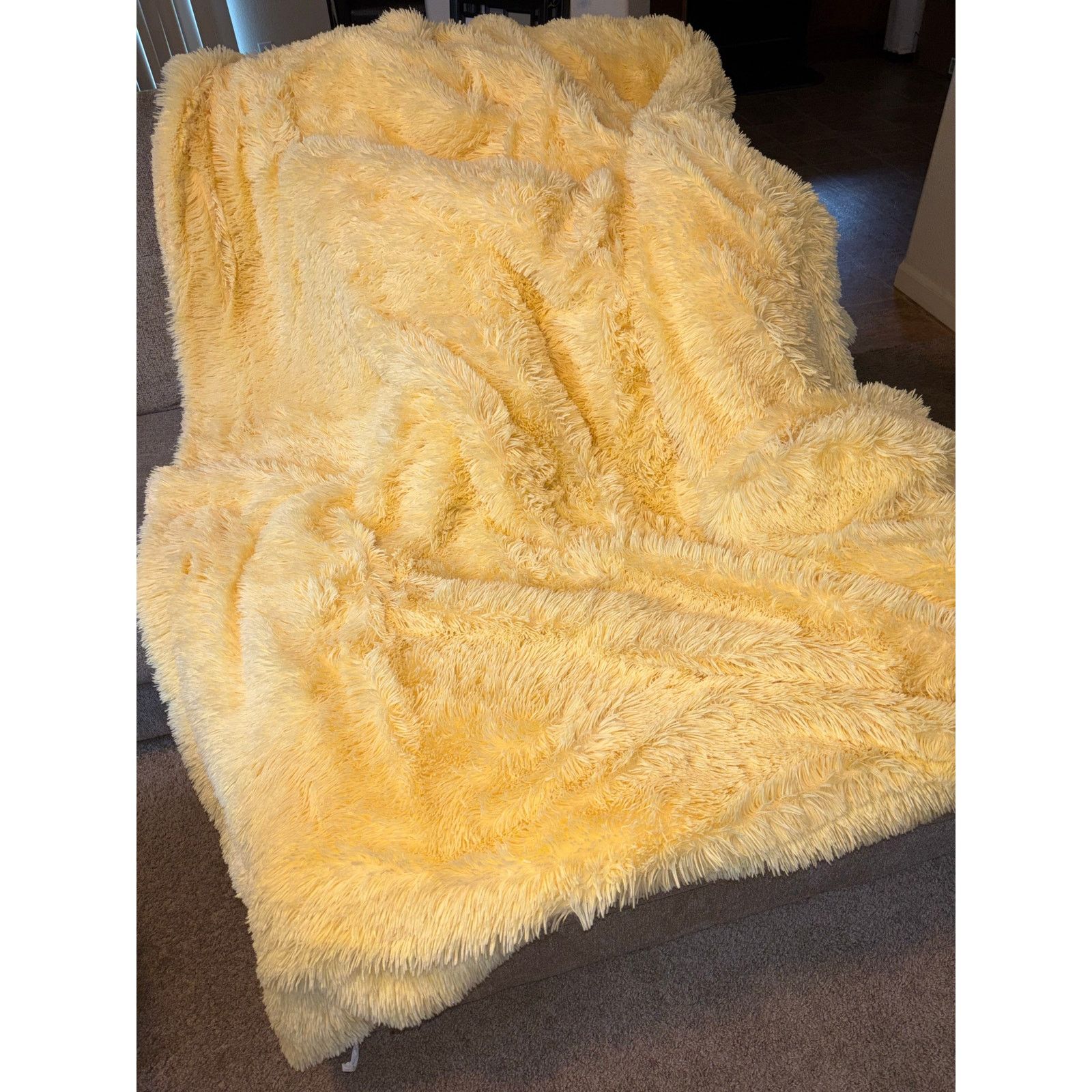 The Unbranded Brand Bedsure Yellow Fluffy Throw Blanket One Size Size ONE SIZE - 1 Thumbnail