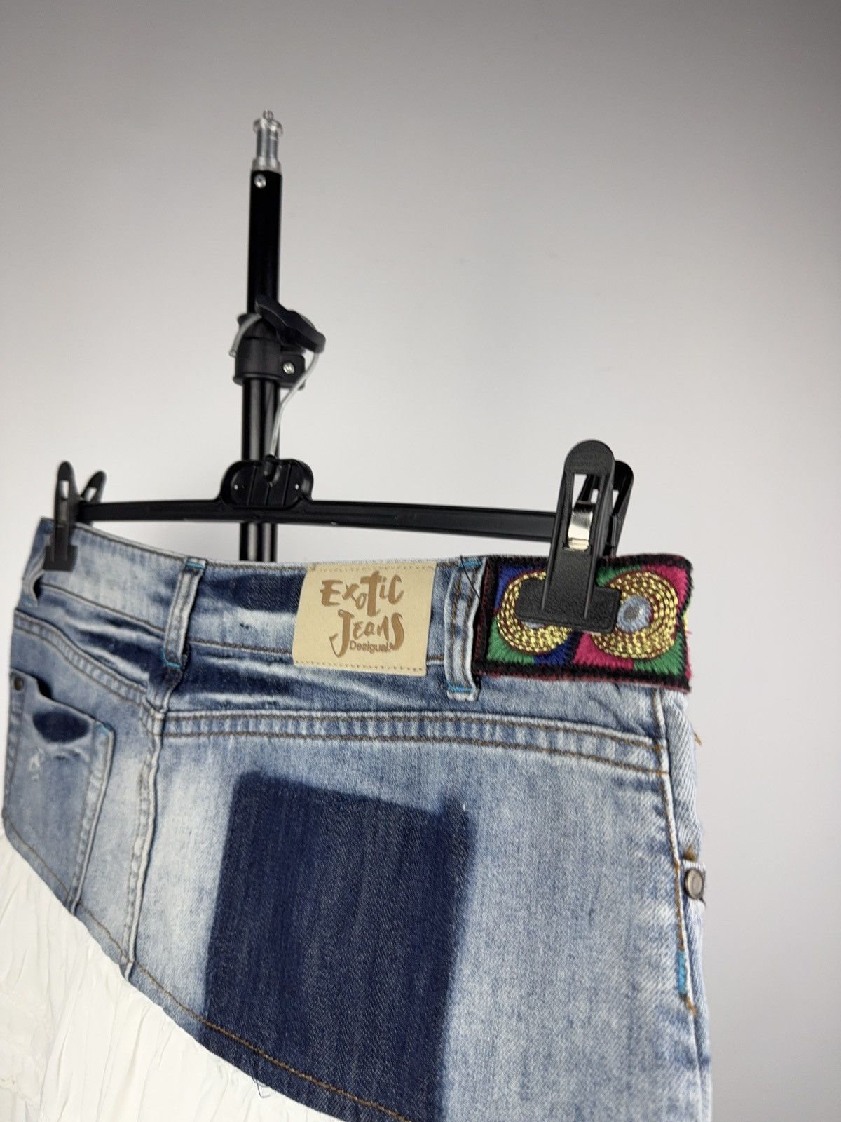 Desigual Desigual Exotic Jeans Layered Denim Y2K Boho Patch Skirt Size 31" - 9 Thumbnail