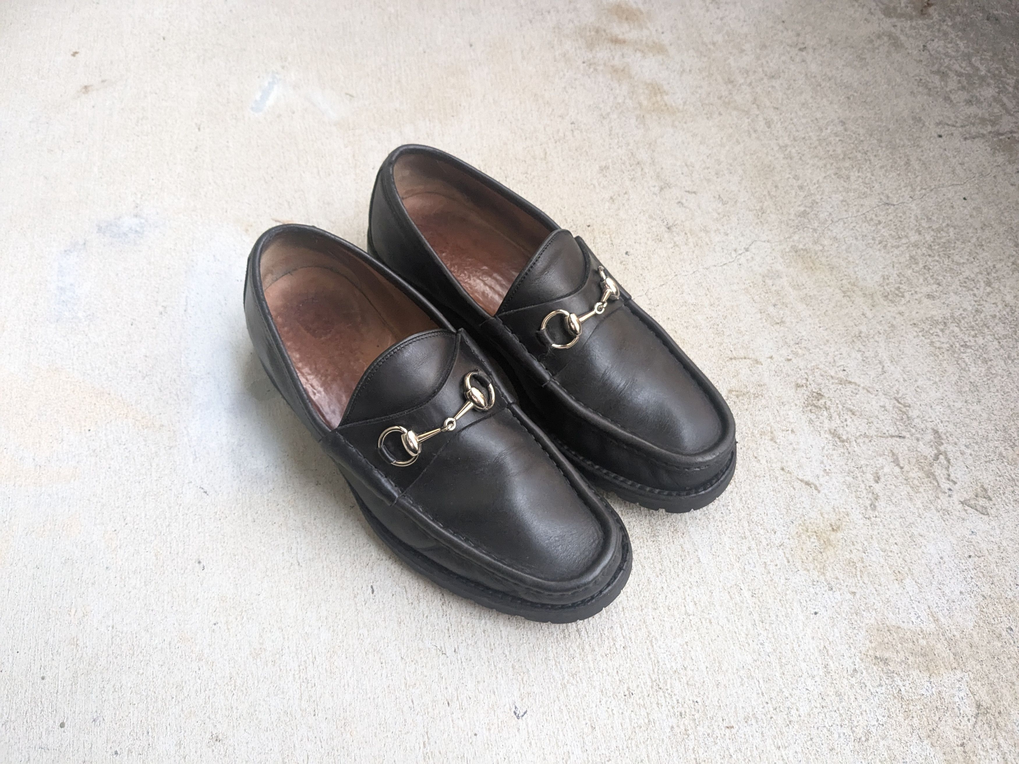 Gucci Gucci Horsebit Loafers Black 8 D Leather Rubber Snaffle Size US 8 / EU 41 - 1 Thumbnail