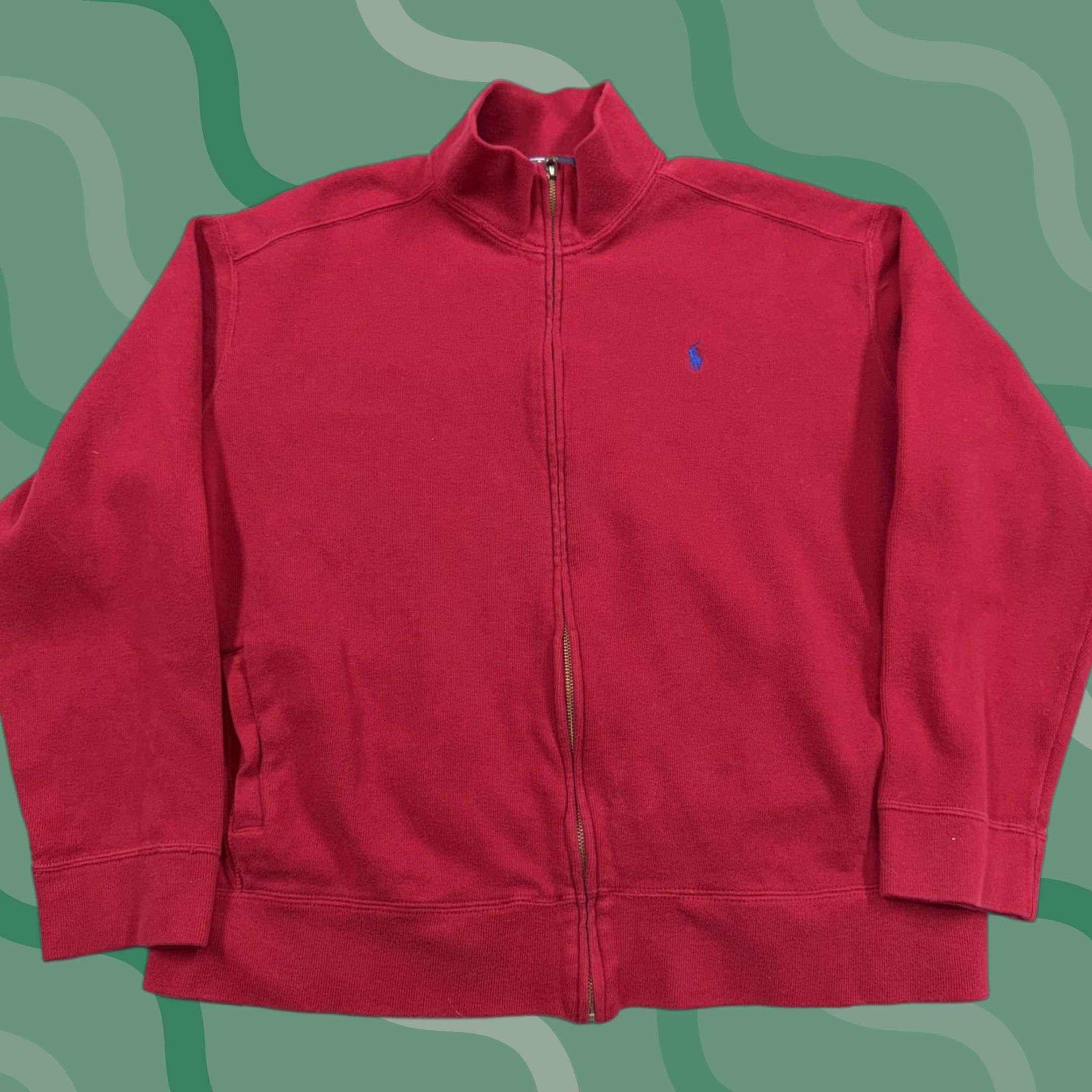 Polo Ralph Lauren Polo Ralph Lauren Sweater Mens XL Red Full Zip Mock Neck Knit Pony Logo Size US XL / EU 56 / 4 - 1 Thumbnail