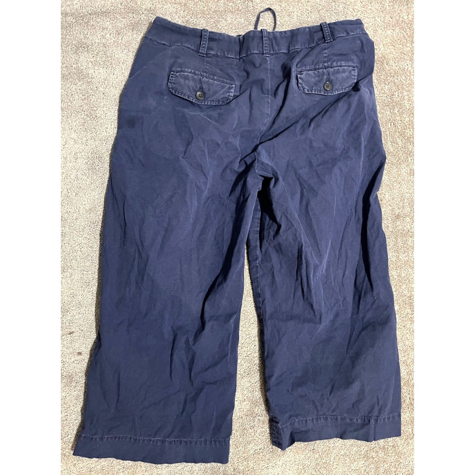Talbots Talbots Women's Cropped Pants 14 Navy Blue Straight Cotton Stretch Casual Workwear Size 36" / US 14 / IT 50 - 3 Thumbnail