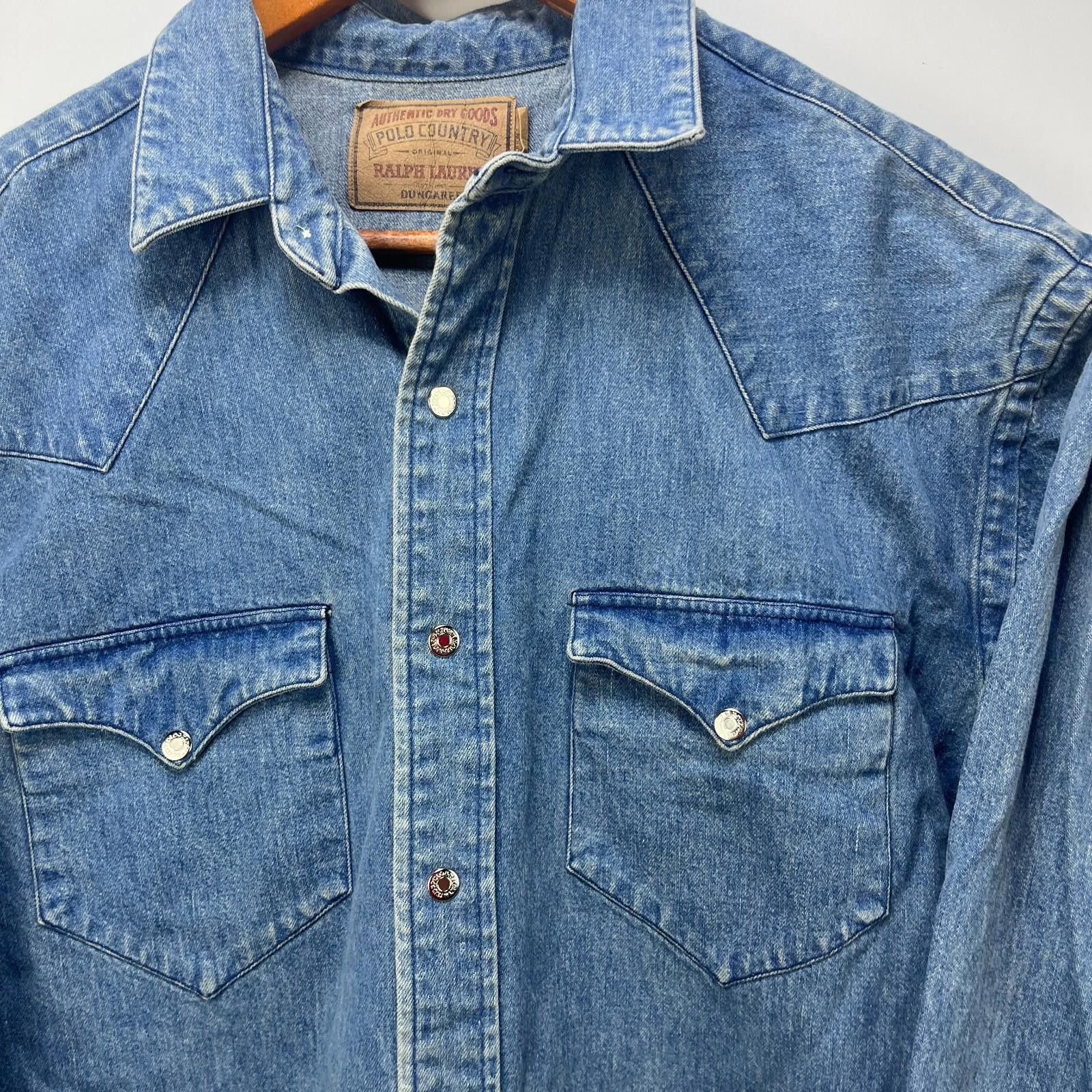 Polo Ralph Lauren Vintage Polo Ralph Lauren Country Denim Snap Button Up Shirt Size US L / EU 52-54 / 3 - 3 Thumbnail