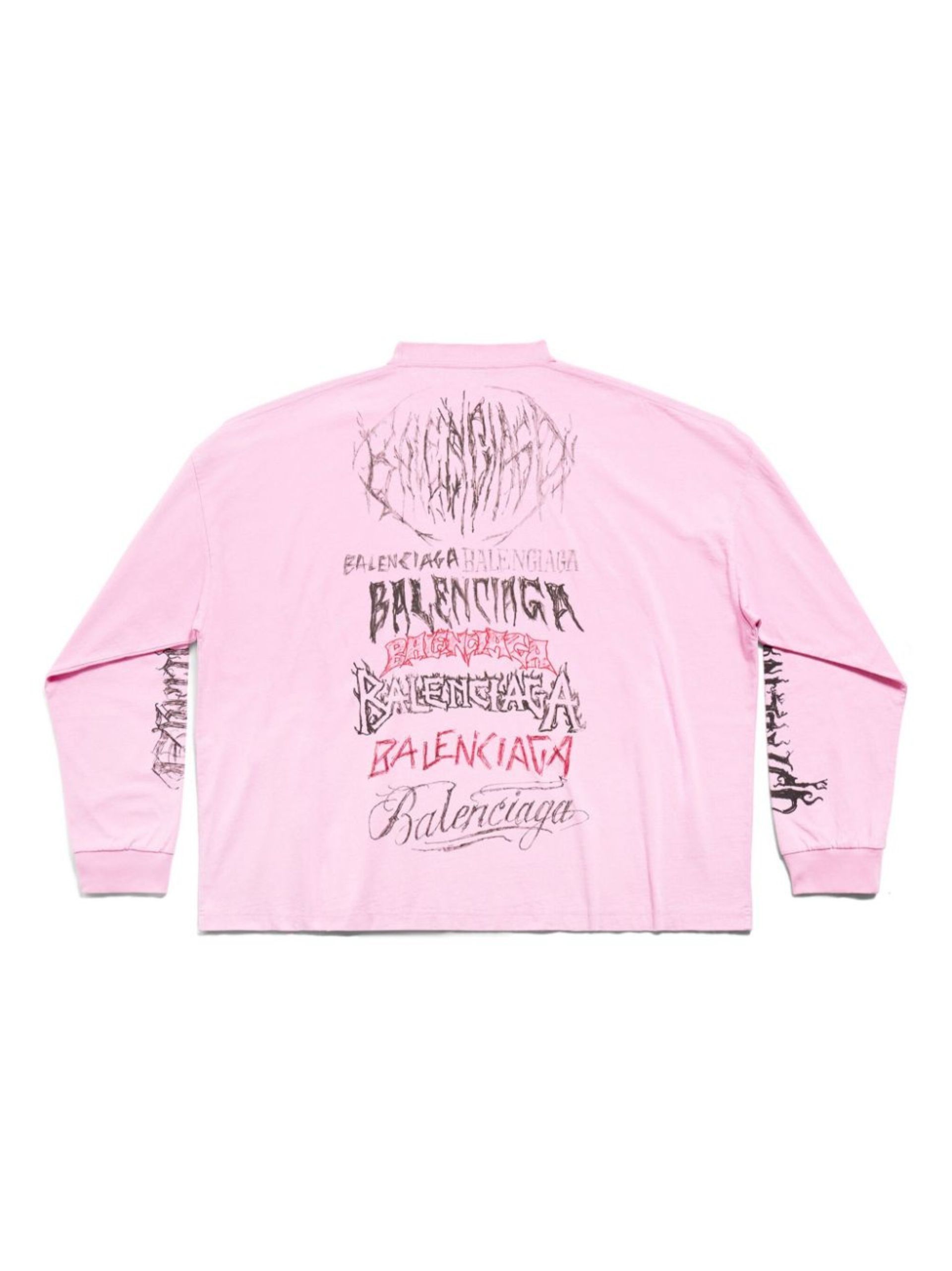 Balenciaga o1tr1nto0725 DIY Metal Long Sleeve T-Shirt Medium Fit Pink Size US L / EU 52-54 / 3 - 5 Thumbnail