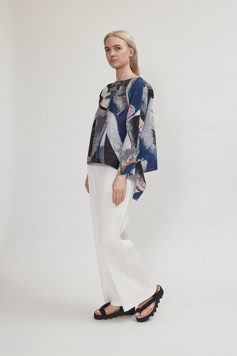 Issey Miyake o1mle0325 Pleats Please Musa Top in Multicolor Size L / US 10 / IT 46 - 2 Thumbnail