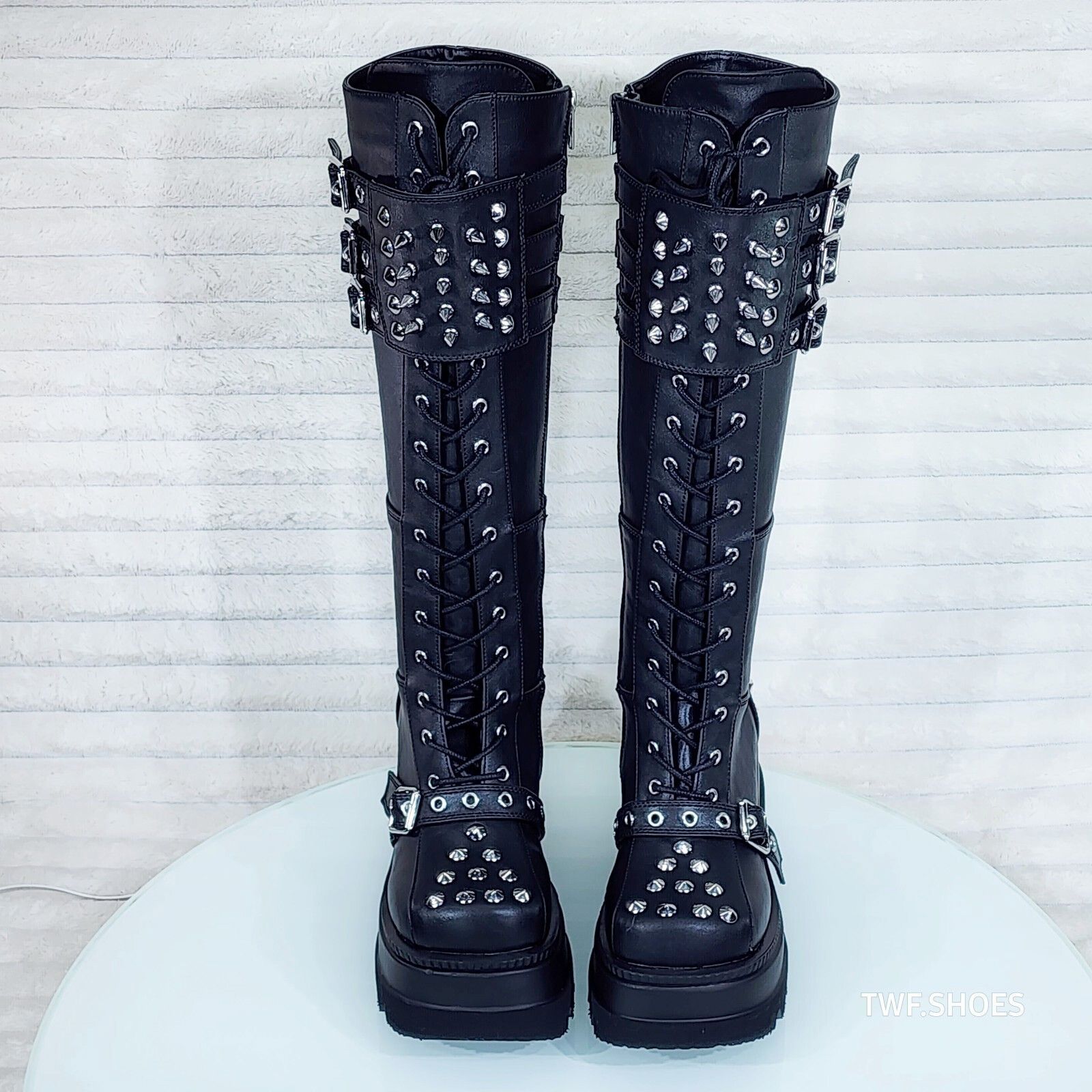 Other DEMONIA Shaker 225 Black Matte Platform 4.5" Wedge Heel Spik Size US 12 / IT 42 - 4 Thumbnail