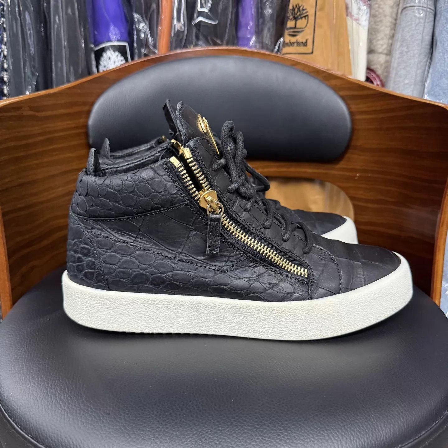 Giuseppe Zanotti GZ Croc Leather Black Casual Shoes 41.5 EU Excellent Size US 8.5 / EU 41-42 - 4 Thumbnail