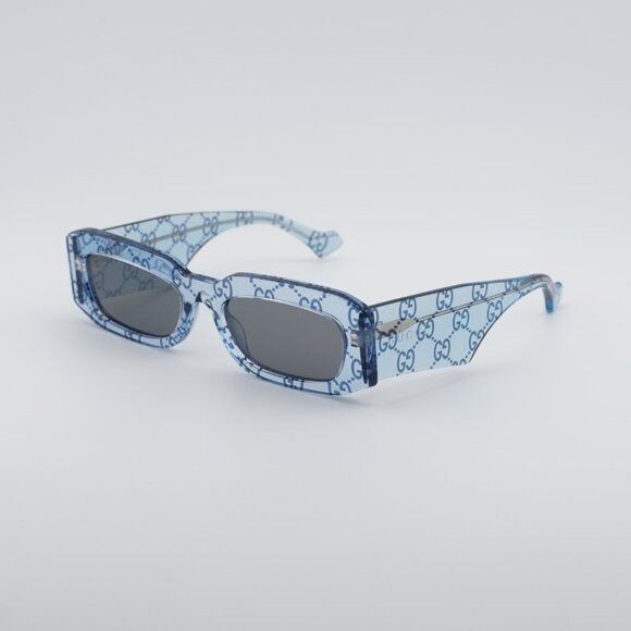 Gucci Gucci GG1426S 006 Sunglasses Light Blue with GG Pattern Size ONE SIZE - 1 Thumbnail