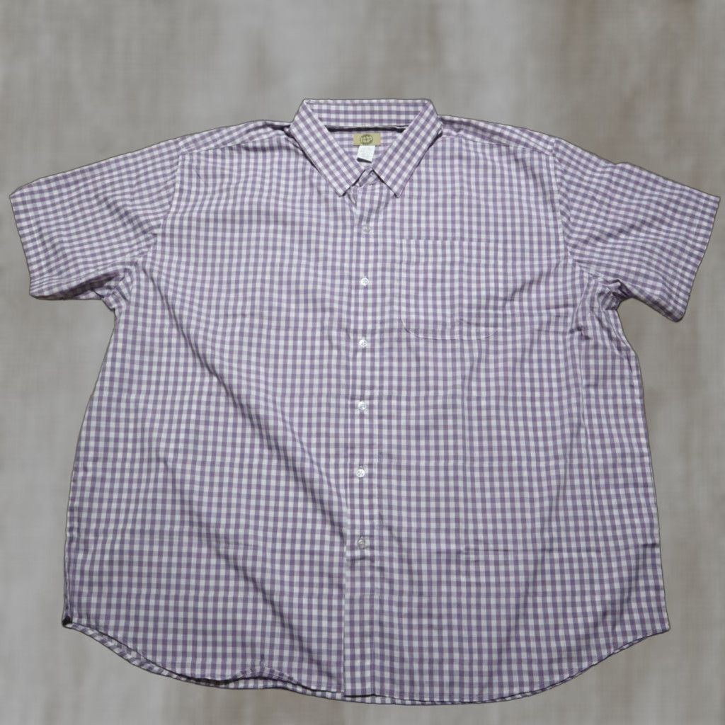 Haband Haband Travelers Purple Plaid Button Up Short Sleeve Shirt Adult Men's Size 4X Size US XXL / EU 58 / 5 - 1 Thumbnail