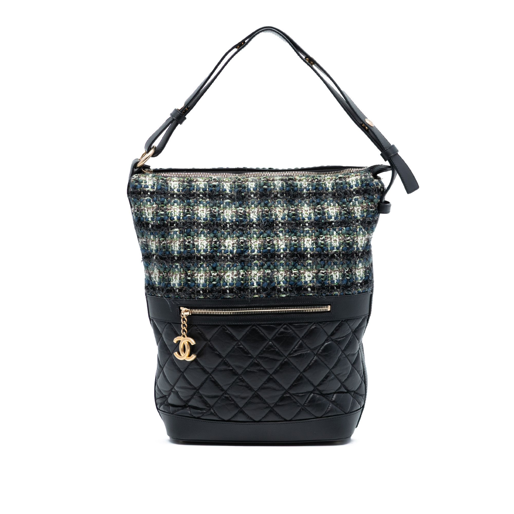 Chanel Chanel Quilted Aged Calfskin and Tweed Casual Style Hobo Size ONE SIZE - 1 Thumbnail