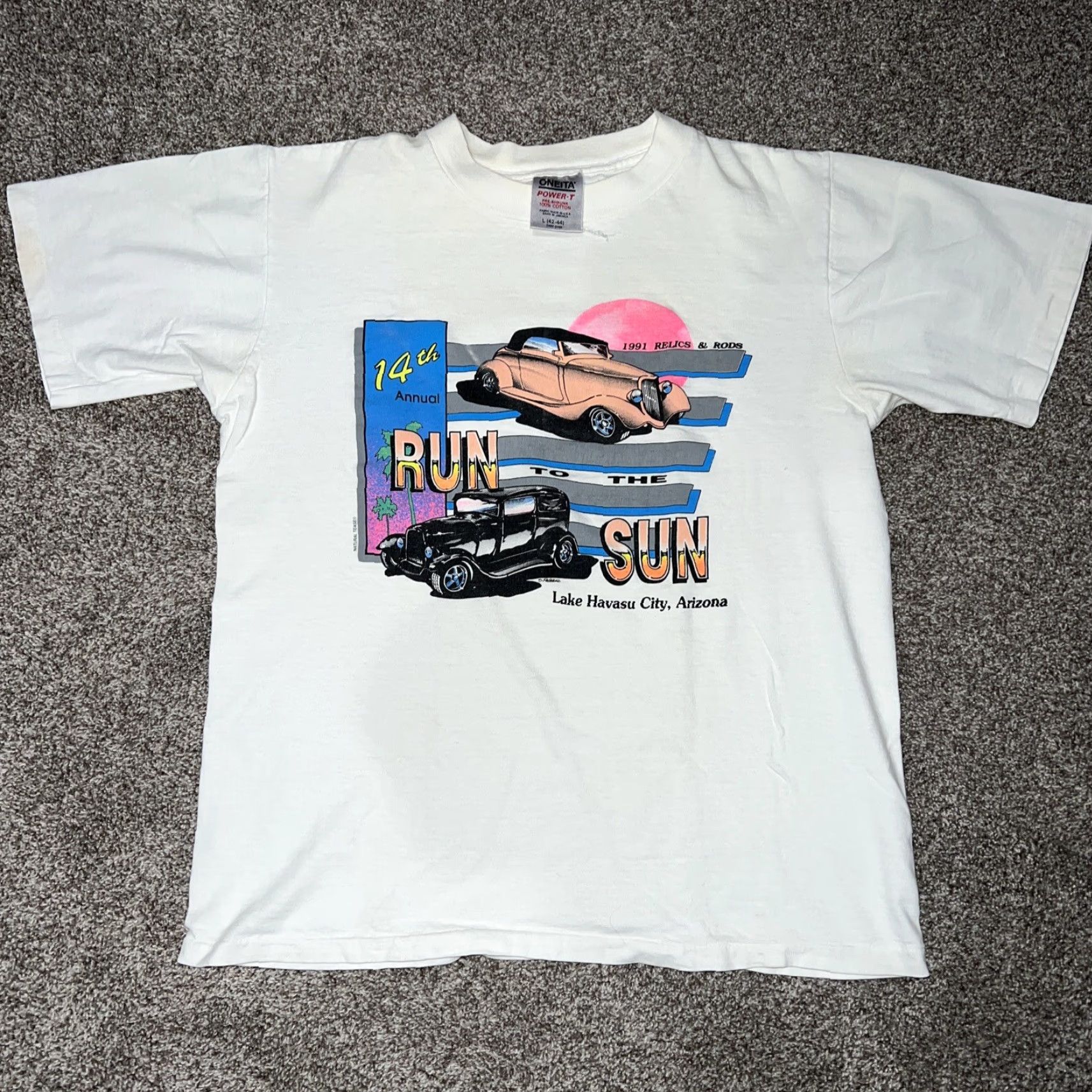 Vintage **VINTAGE SINGLE STITCH WHITE T-SHIRT MEN'S SIZE L** User: Vintage Single Stitch 14th Annual Run to the Sun White T-Shirt Men's Size L Size US L / EU 52-54 / 3 - 2 Thumbnail