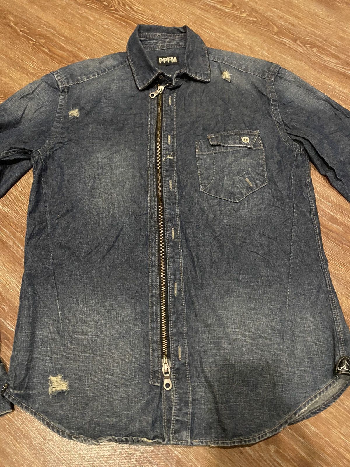 Hysteric Glamour × PPFM PPFM denim shirt distressed design Size US M / EU 48-50 / 2 - 4 Thumbnail