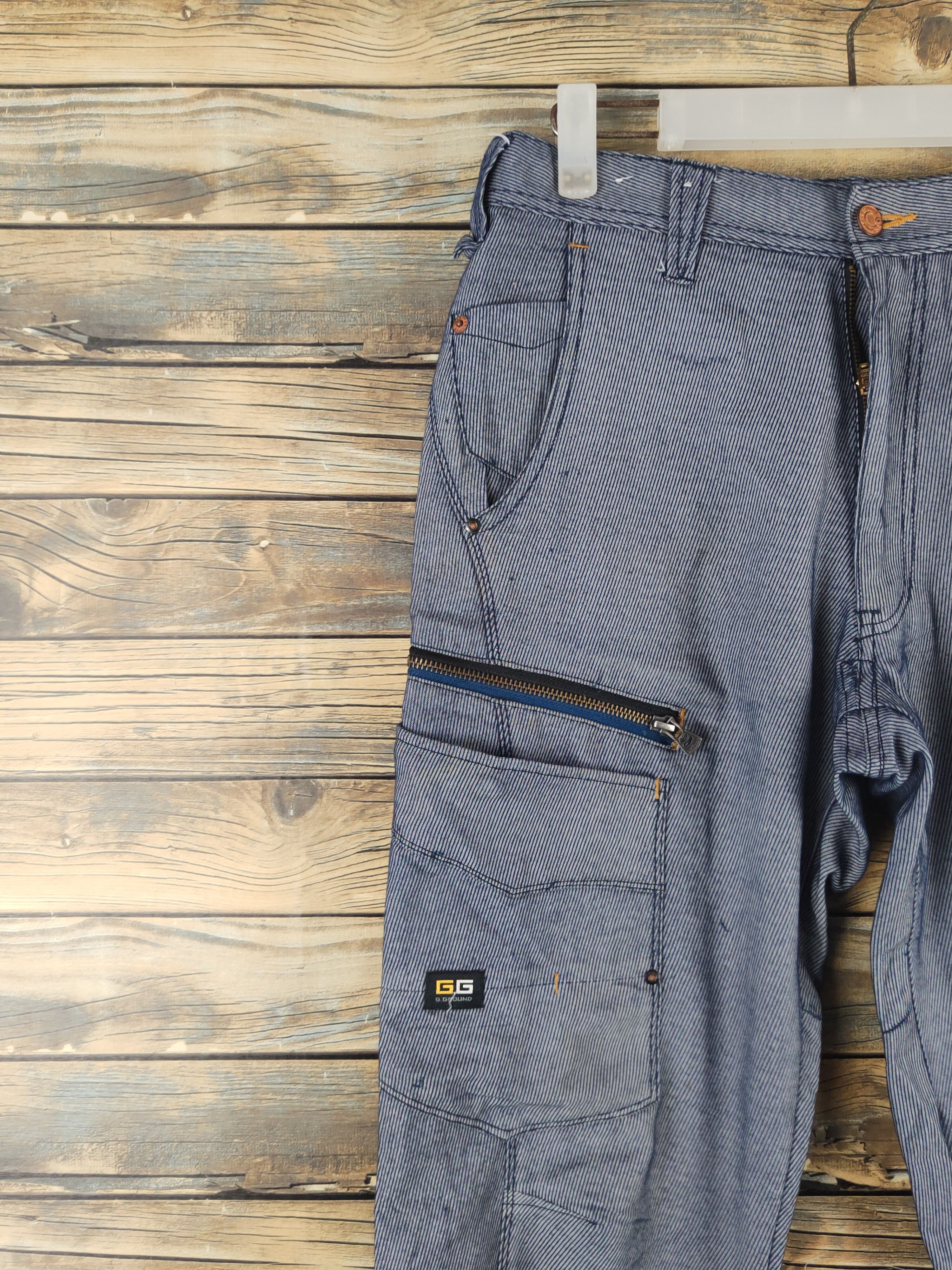 Japanese Brand DL G.ground Blue Multipocket Cargo Pants #46-281T Size US 30 / EU 46 - 4 Thumbnail
