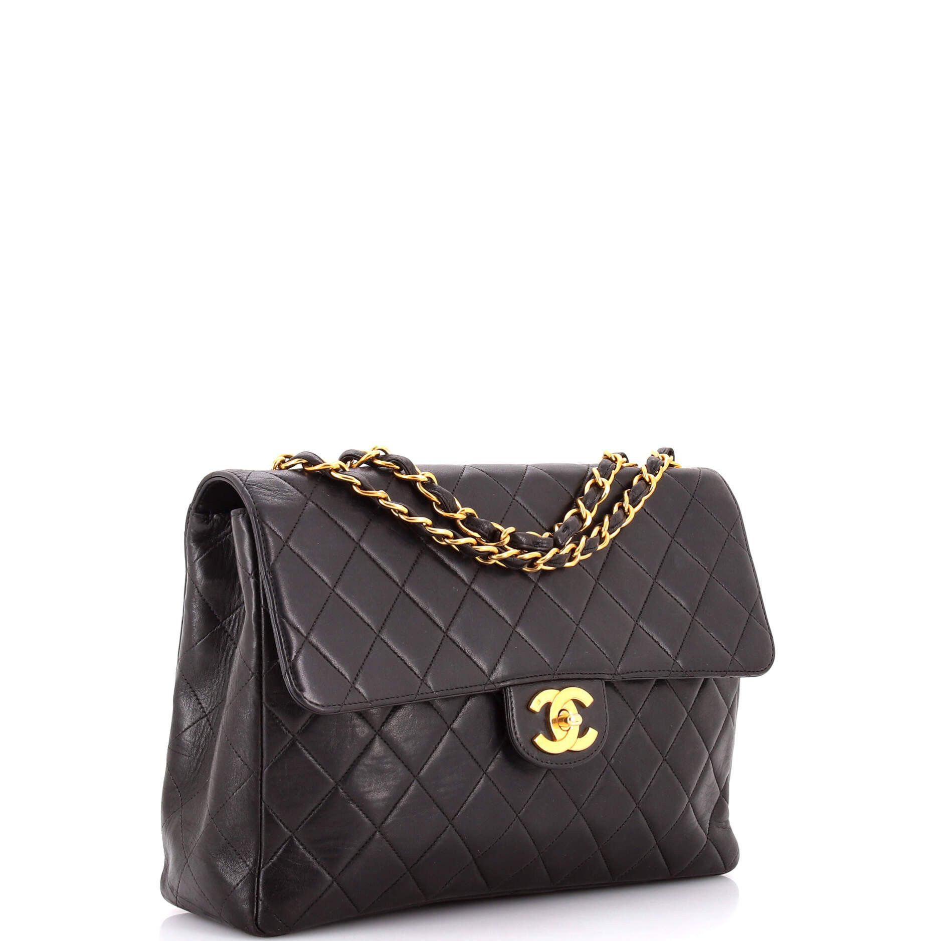 Chanel Vintage Classic Single Flap Bag Quilted Lambskin Jumbo Size ONE SIZE - 1 Thumbnail