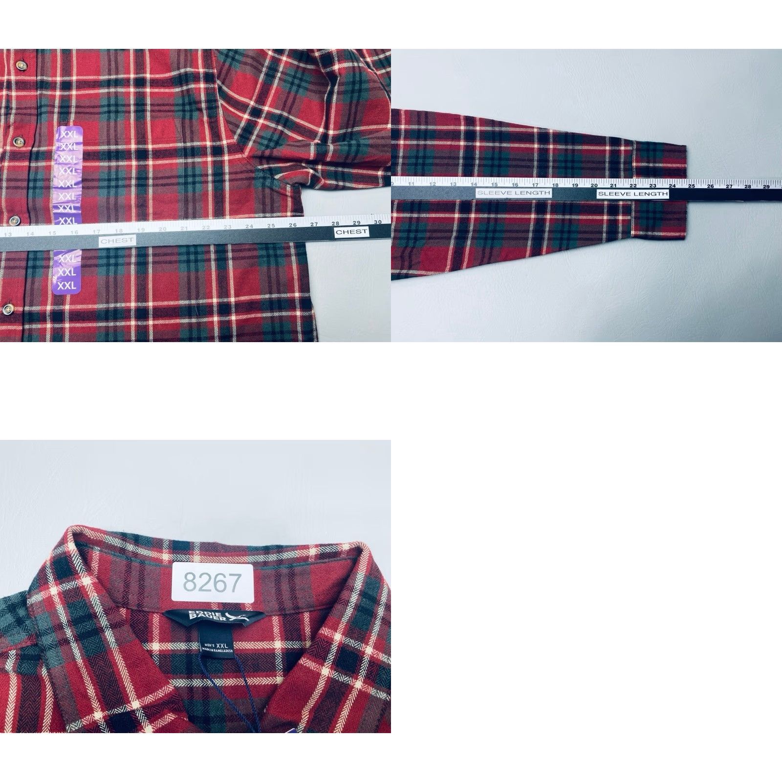 Eddie Bauer NWT Eddie Bauer Flannel Shirt Mens 2XL Red Plaid Long Sleeve Chest Pocket 8267 Size US XXL / EU 58 / 5 - 8 Thumbnail