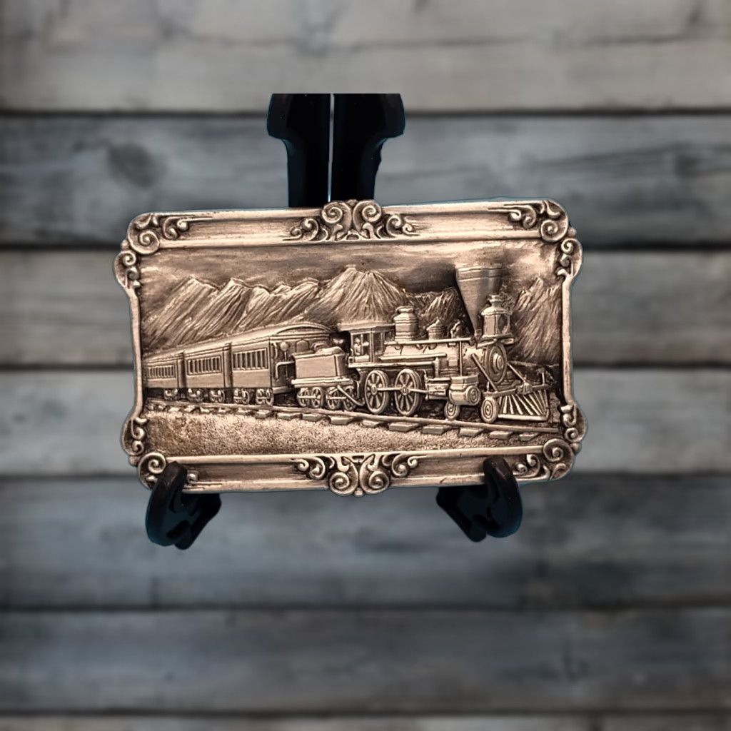 Vintage VINTAGE Siskiyou Belt Buckle Unisex Adult Metal Silver 1980s Transportation Art Nouveau Made in USA Free Shipping Size ONE SIZE - 1 Thumbnail