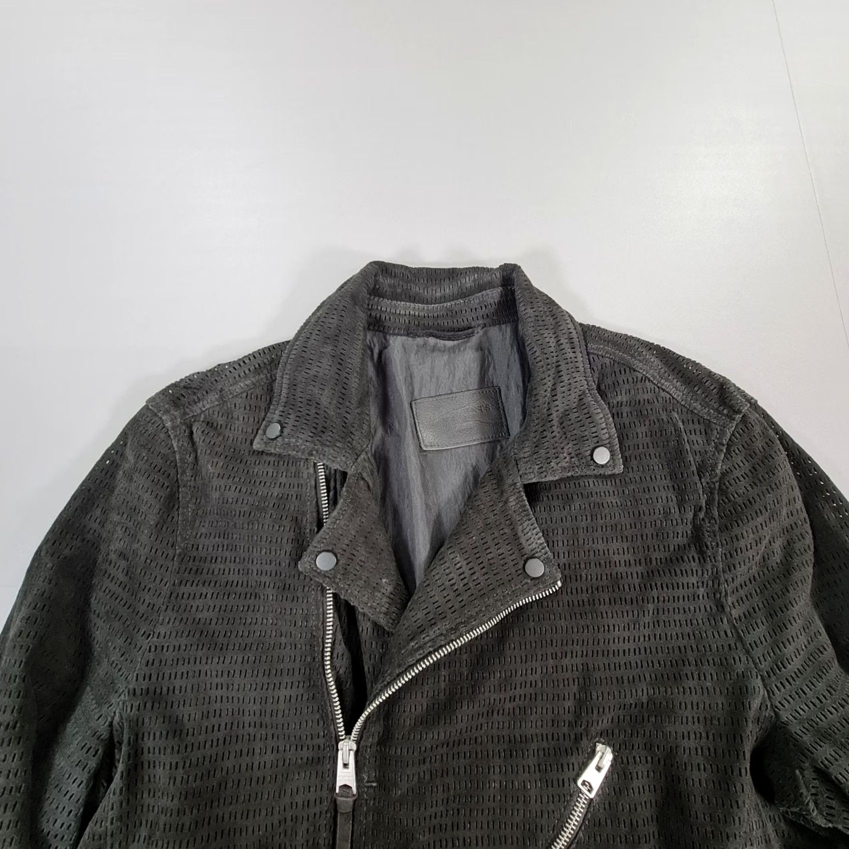 Allsaints AllSaints Mens Leather Jacket Black L Miller Biker Asymmetric Zip Size L / US 10 / IT 46 - 2 Thumbnail