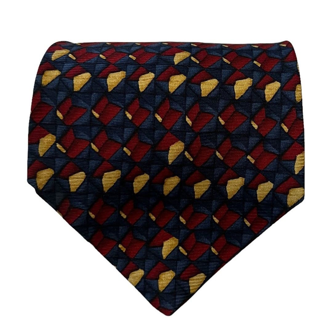 Croft & Barrow Croft & Barrow Burgundy Blue Tan Abstract Geometric Silk Tie Size ONE SIZE - 2 Thumbnail