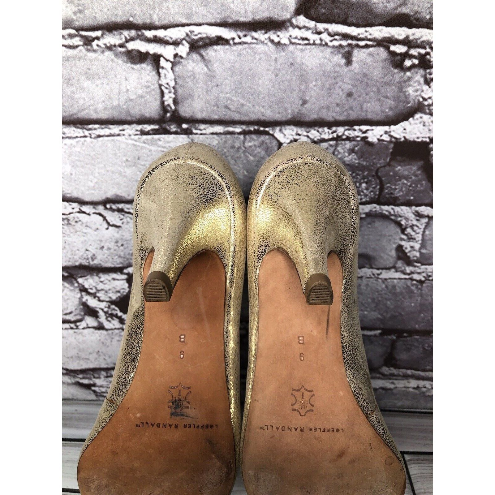 Loeffler Randall Loeffler Randall Gold Leather Shimmer Pointed Toe High Heels Size US 9 / IT 39 - 9 Thumbnail