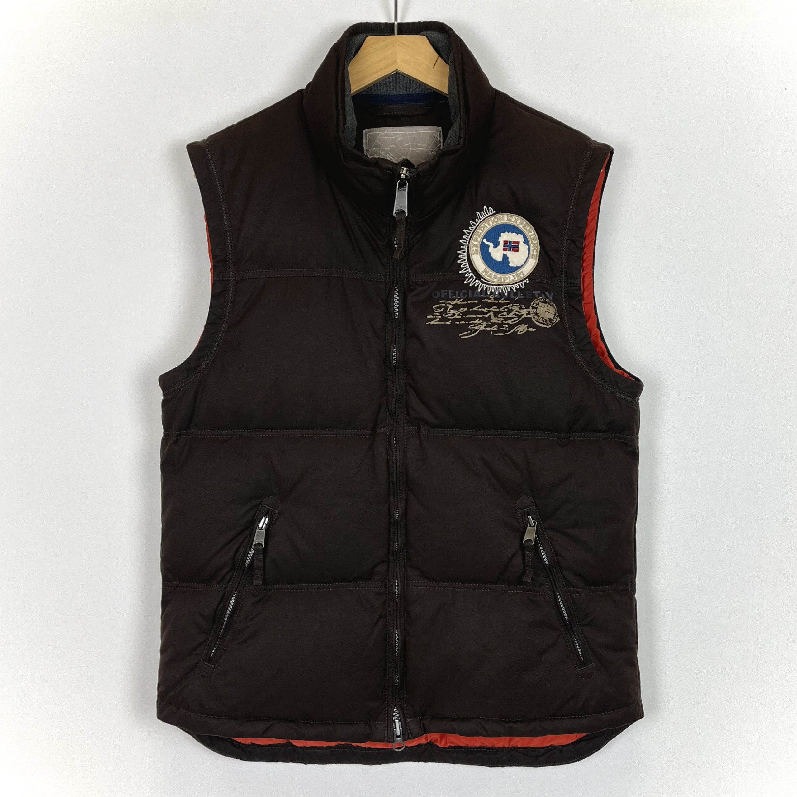 Napapijri Vintage Napapijri Brown Full Zip Down Gilet Jacket Size US M / EU 48-50 / 2 - 2 Thumbnail