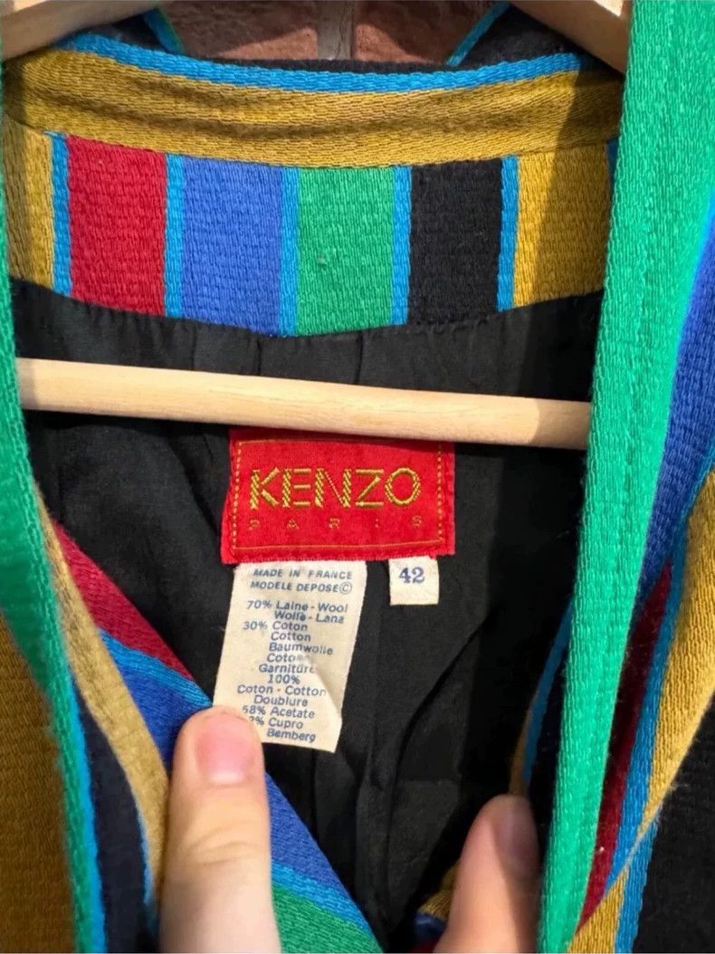 Kenzo KENZO Color striped slanted collar wool coat Size S / US 4 / IT 40 - 7 Thumbnail