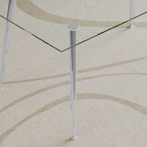 Designer × Homemade 0.32" Thick Tempered Glass Top Dining Table with Silver Stai Size US L / EU 52-54 / 3 - 6 Thumbnail