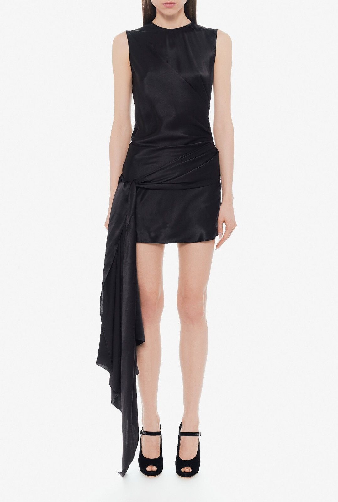 ANN DEMEULEMEESTER アシンメトリー ワンピース ブラック 34 Last Size Ann Demeulemeester Black Asymmetrical Silk Dress