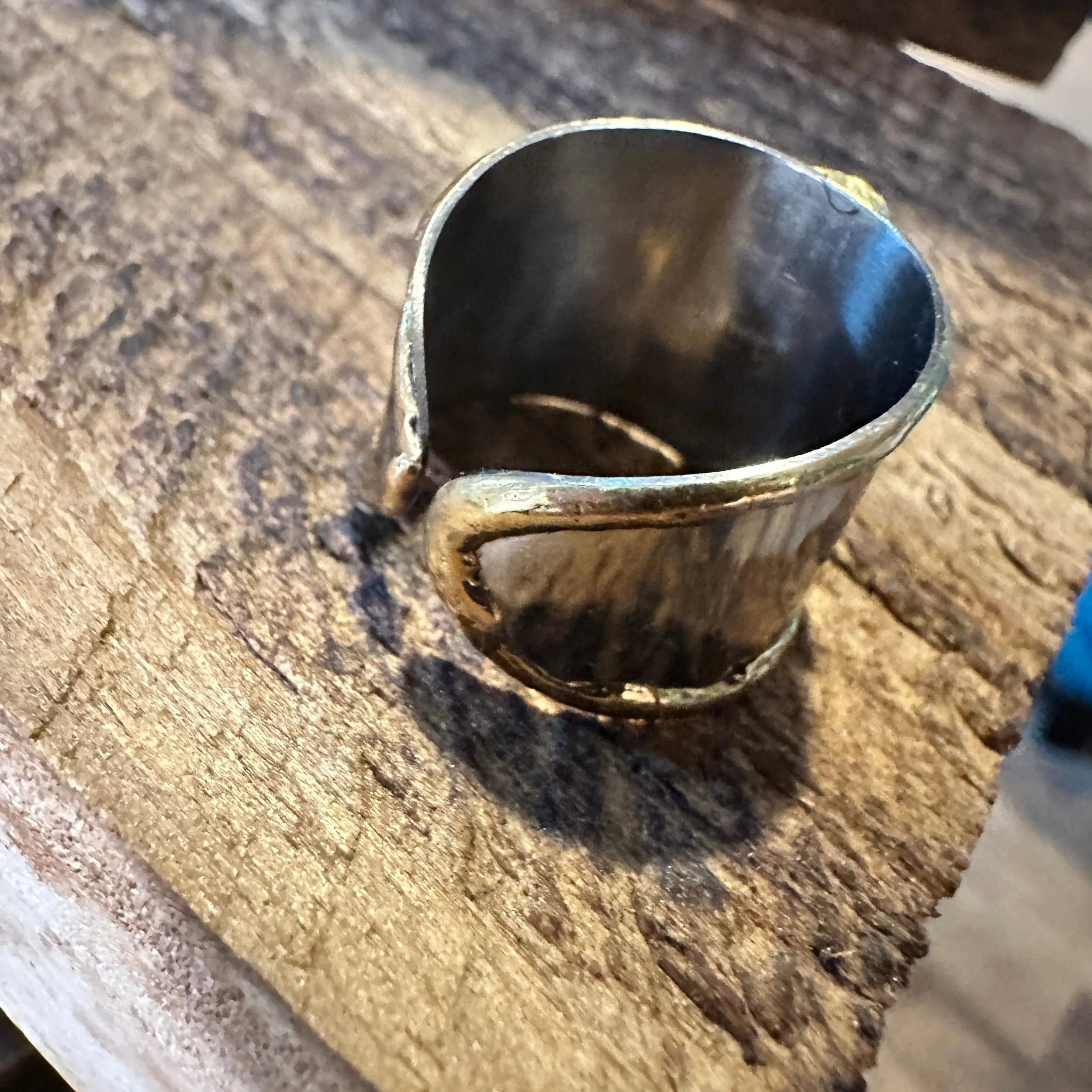 Other Handmade Artesian Hippie Silver & Copper Peace Sign Wide Cuf Size ONE SIZE - 3 Thumbnail