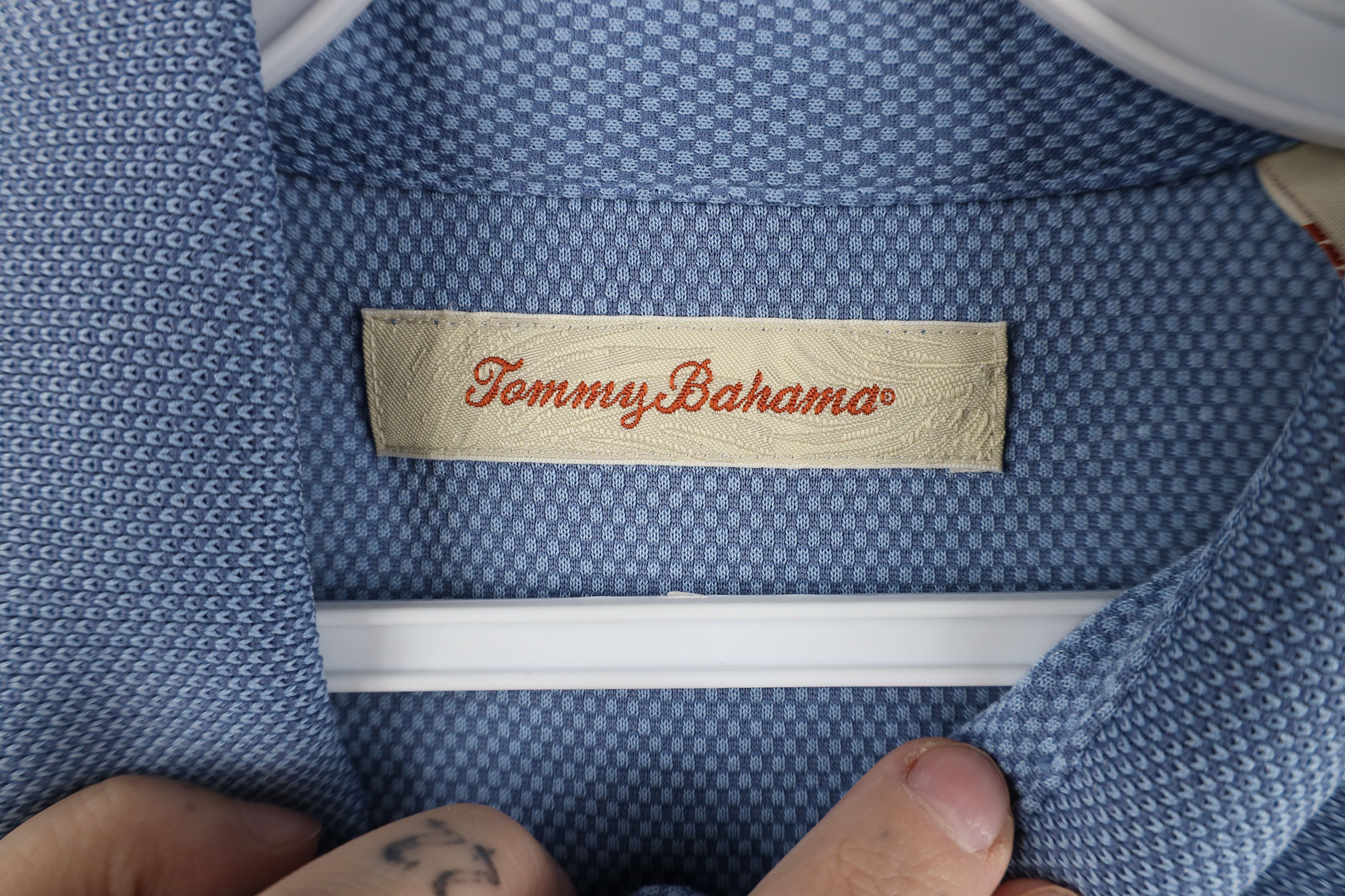 Tommy Bahama Vintage Tommy Bahama Waffle Knit Golf Polo Shirt Blue Size US L / EU 52-54 / 3 - 9 Thumbnail