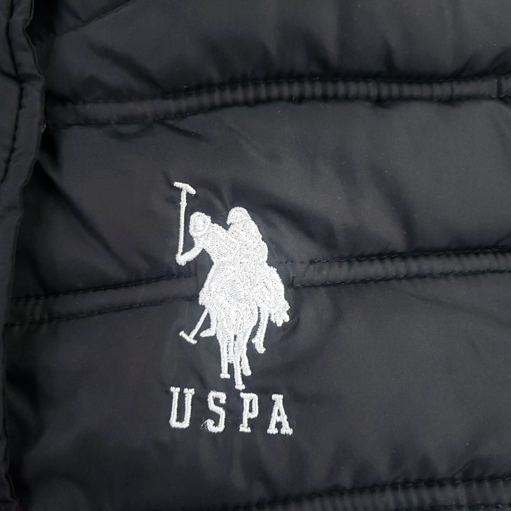 Vintage US Polo Assn. Puffer Jacket Womens Medium Black Full Zip Removable Faux Fur Hood Winter Size M / US 6-8 / IT 42-44 - 5 Thumbnail