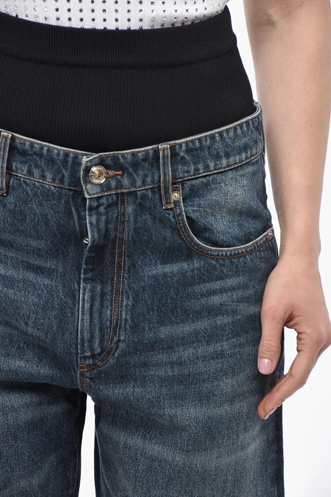 Max Mara og1mm0426 Elastic Waistband Jeans in Blue Size 28" / US 6 / IT 42 - 3 Thumbnail