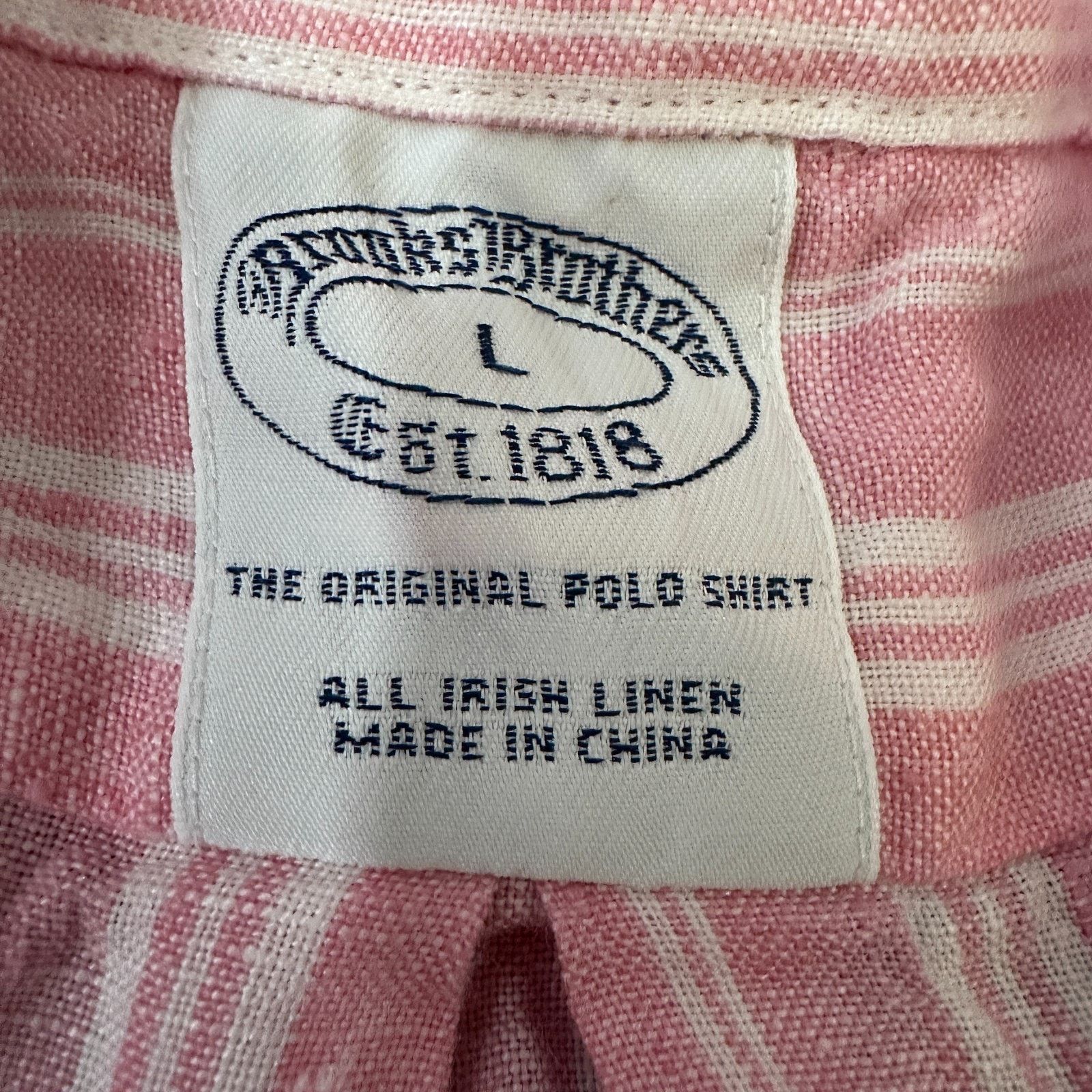 Brooks Brothers Brooks Brothers Linen Shirt Men's Large Pink White Striped Size US L / EU 52-54 / 3 - 6 Thumbnail