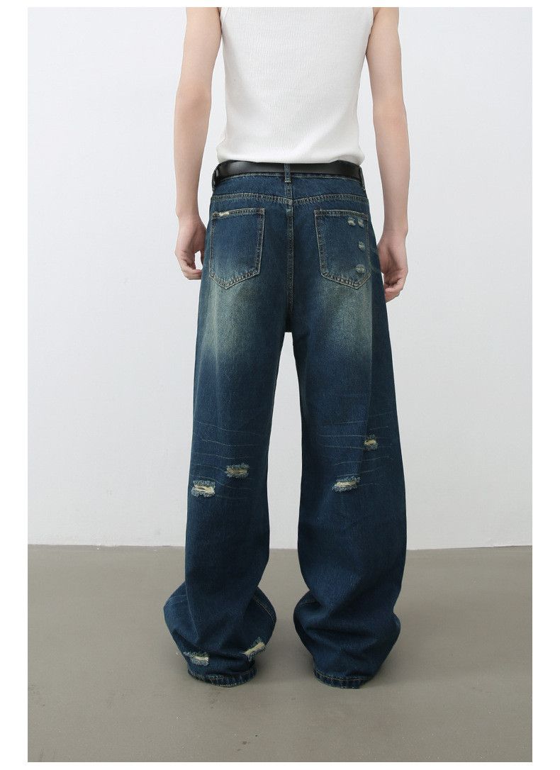 Japanese Brand × Jean Men's trendy loose straight retro versatile ripped jeans Size US 32 / EU 48 - 5 Thumbnail