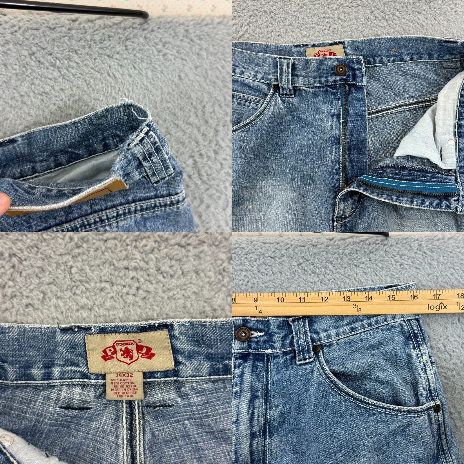 Denime Vintage PJ Mark Jeans Men 32x32 Blue Wide-Leg Baggy Loose Straight Leg Denim Y2K Jeans Size US 32 / EU 48 - 8 Thumbnail