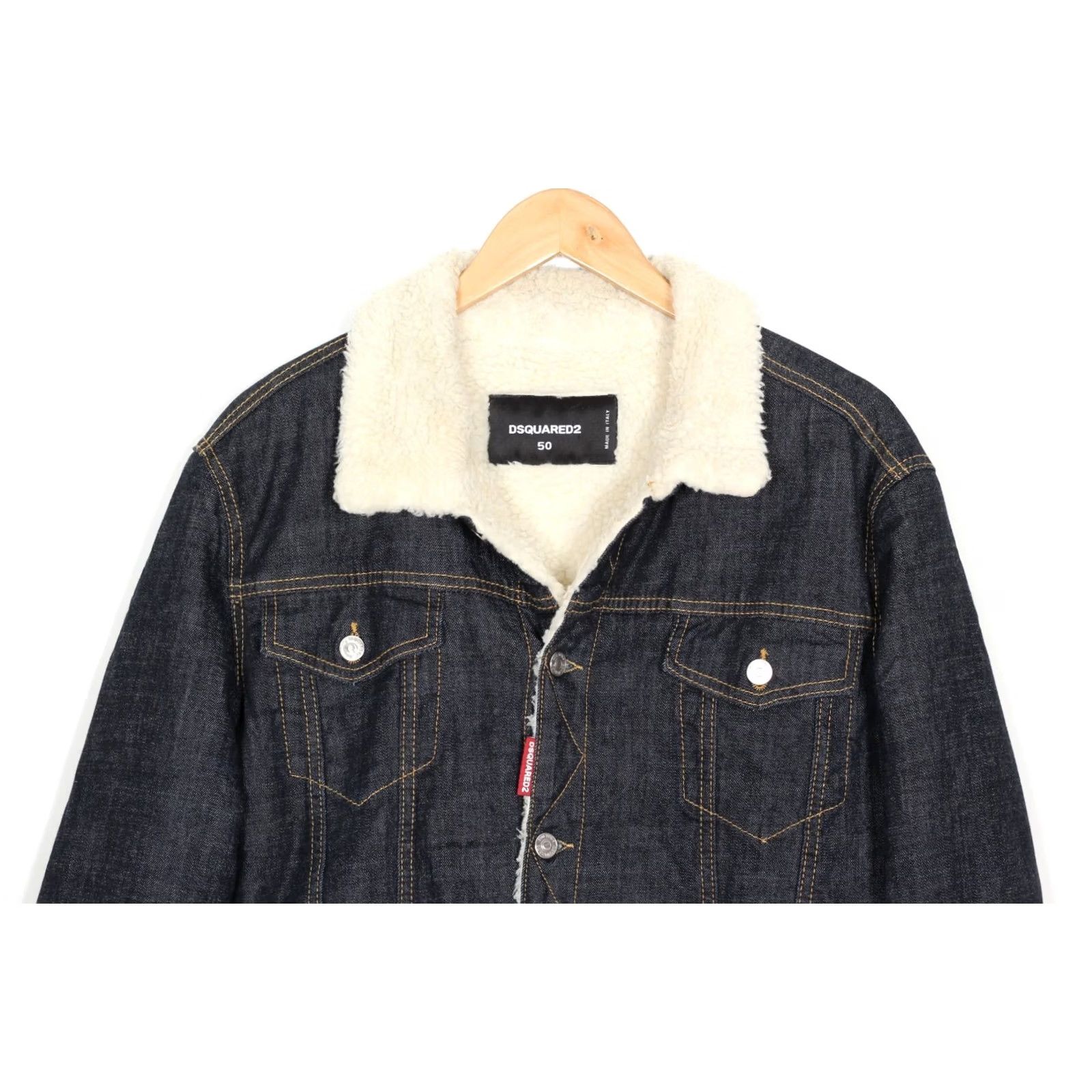 Dsquared2 DSQUARED2 Denim Jacket Men Size 50 Sherpa Lined Made in ITALY MJ6286 Blue Jacket Mens Regular Denim Jacket with Logo Size US M / EU 48-50 / 2 - 2 Thumbnail