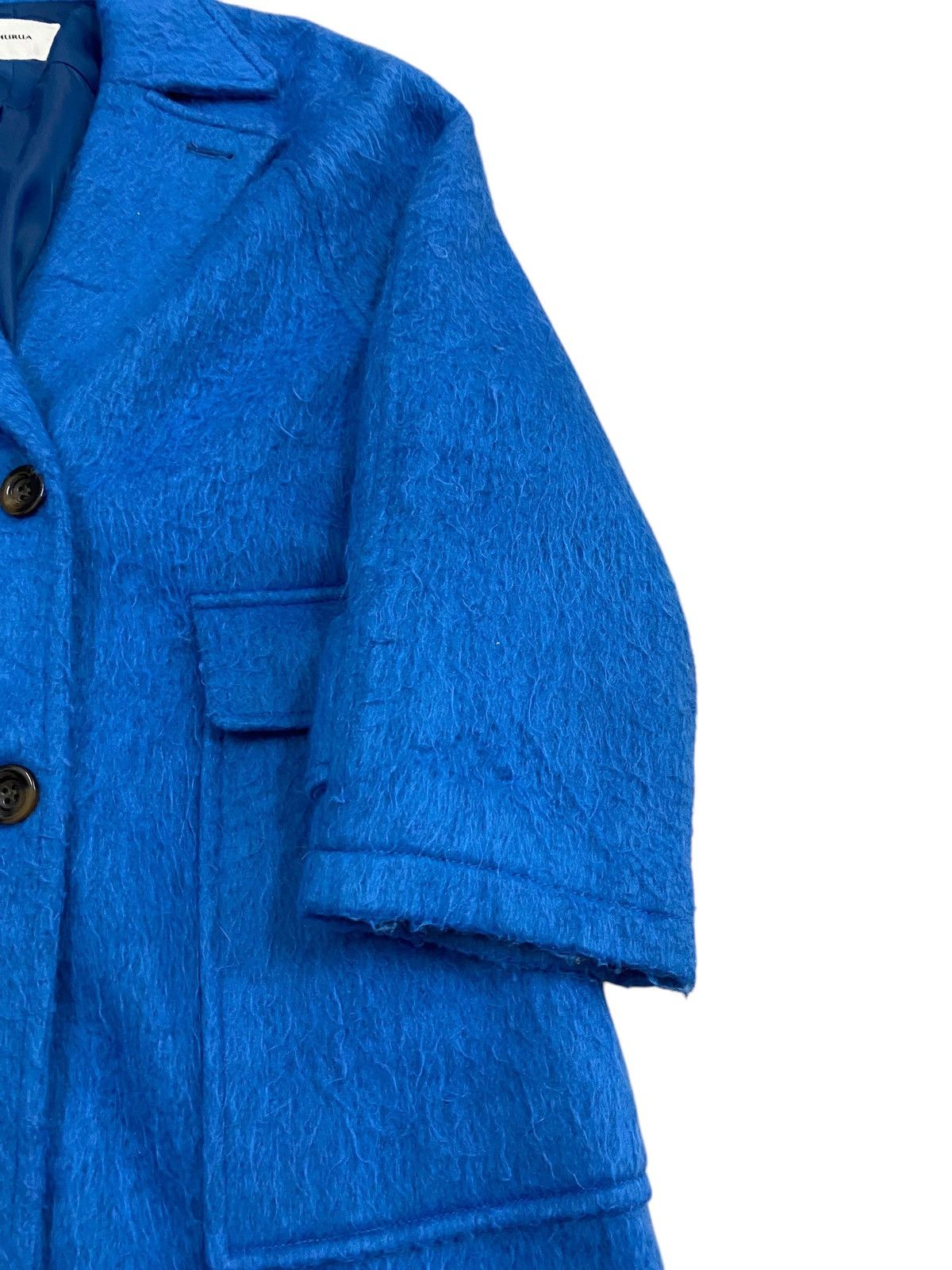 Japanese Brand Murua Electric Blue Double-Breasted Textured Long Coat Size M / US 6-8 / IT 42-44 - 5 Thumbnail