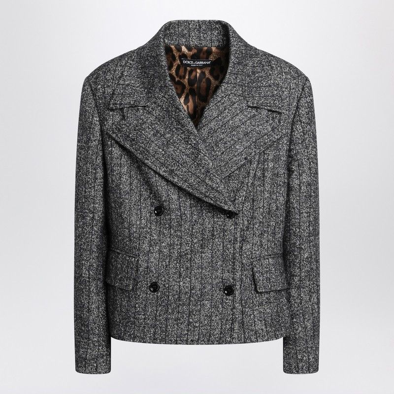 Dolce & Gabbana Dolce&Gabbana Dark Grey Short Oversized Striped Jacket Size M / US 6-8 / IT 42-44 - 1 Thumbnail