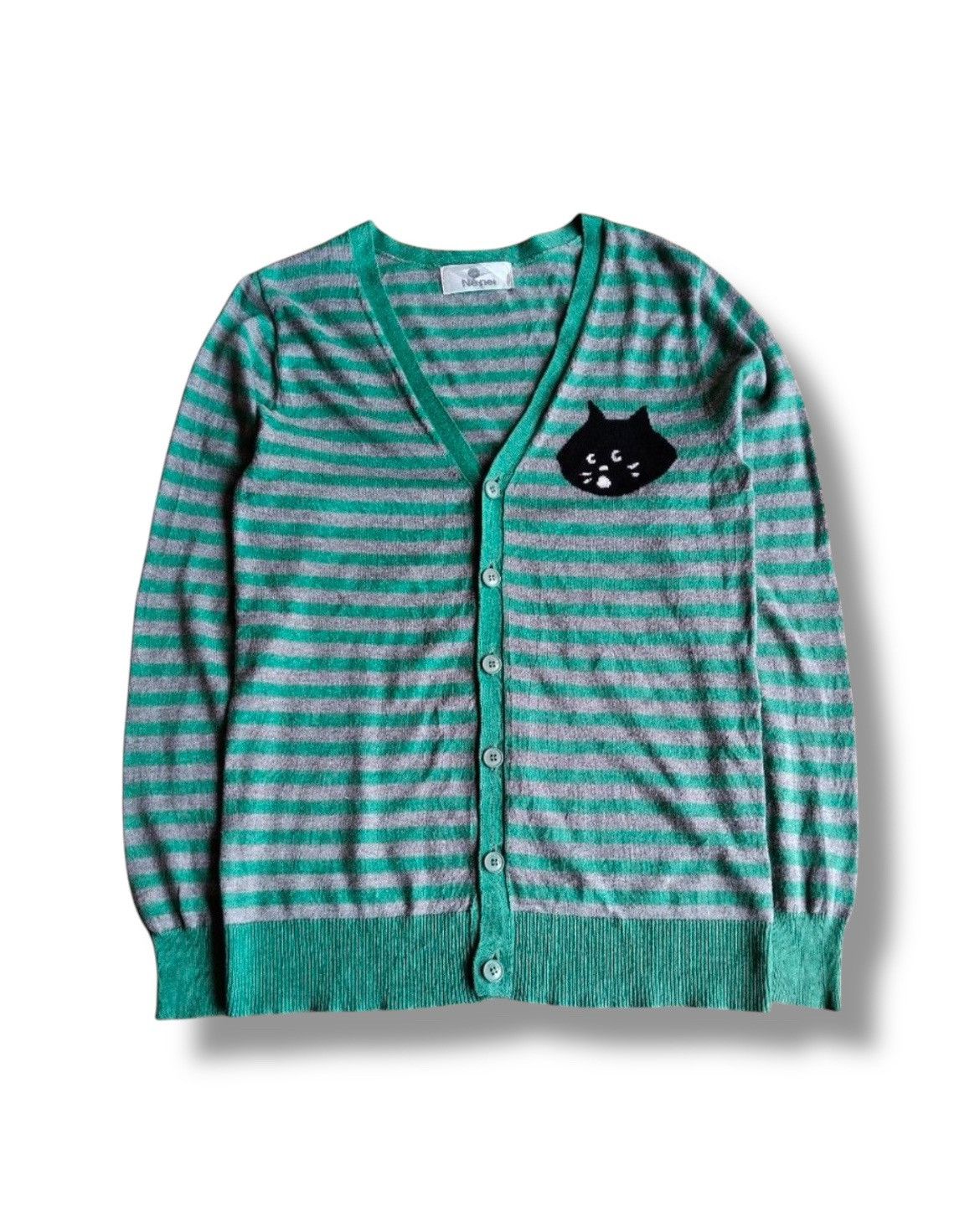 Issey Miyake × Japanese Brand × Ne-Net Ne net Cat Logo Stripe Cardigan Sweatshirt Size US S / EU 44-46 / 1 - 1 Thumbnail