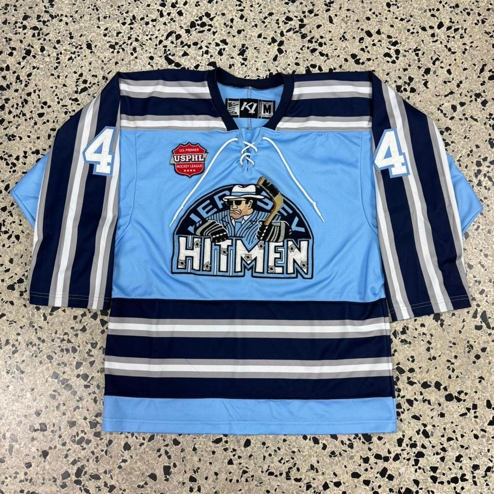 NHL VINTAGE Y2K USPHIL NEW JERSEY HITMEN K1 L/S HOCKEY JERSEY: Size US M / EU 48-50 / 2 - 1 Thumbnail