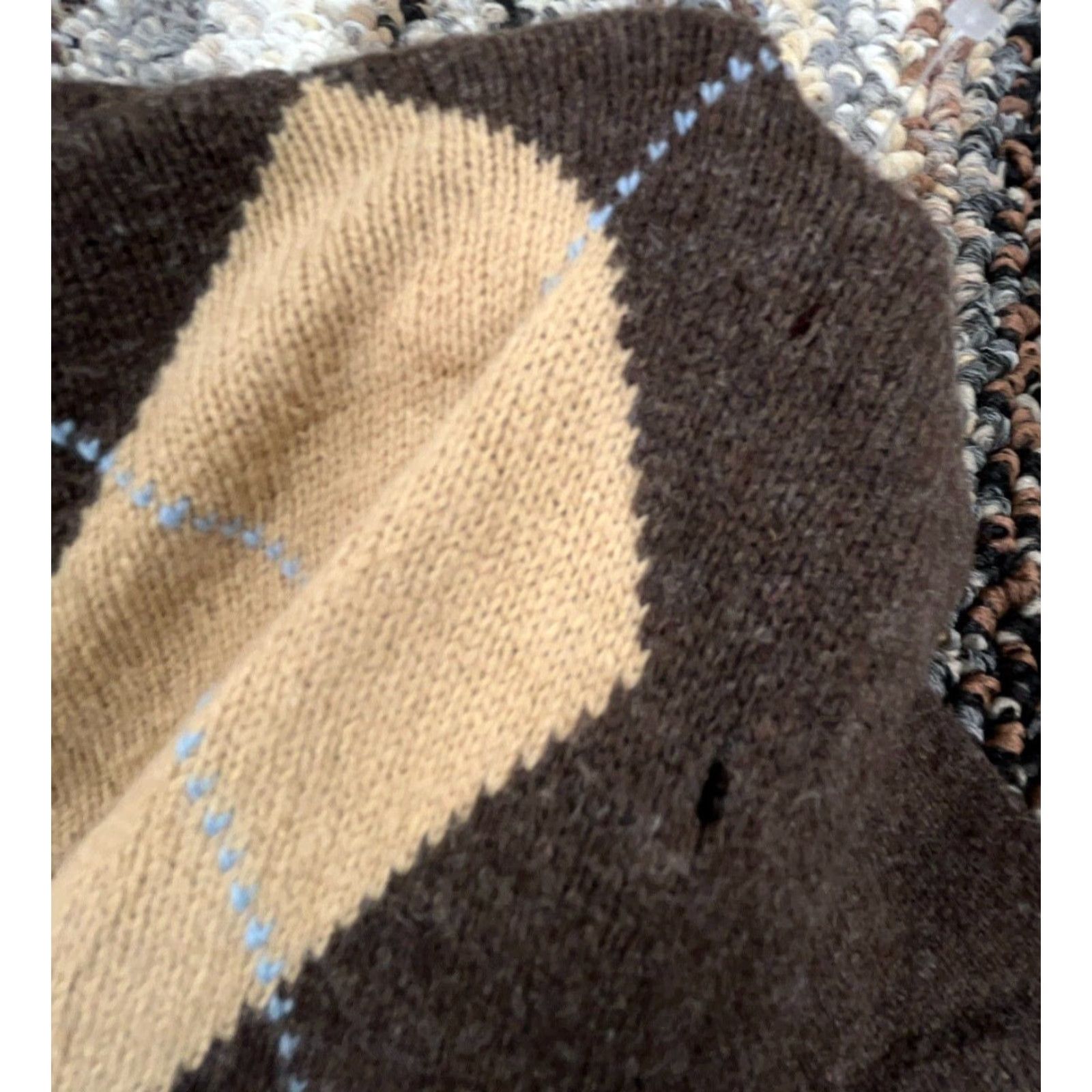 J.Crew J. Crew Sweater Men XL Brown Lambs Wool Knit Diamond V-Neck Golf Preppy Grandpa Pullover Long Sleeve Casual Solid Wool Knit Size US XL / EU 56 / 4 - 5 Thumbnail