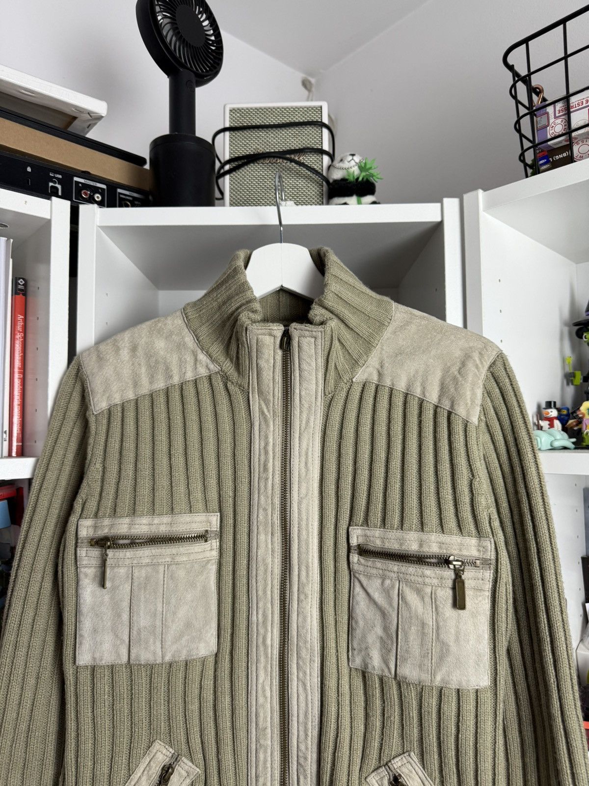 Japanese Brand Vintage y2k zip army ribbed sweater M military archive grunge Size US M / EU 48-50 / 2 - 3 Thumbnail