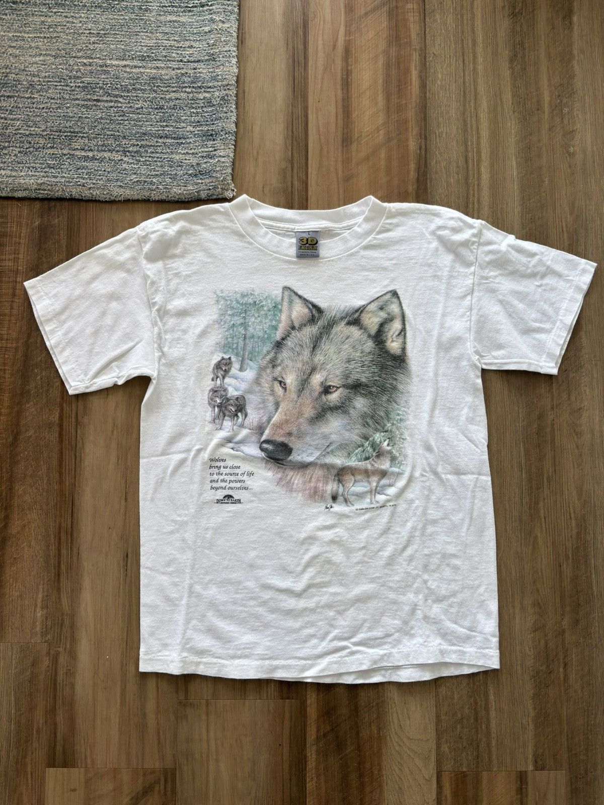 Vintage Vintage 1991 3D Emblem Nature Wolf Shirt Size US L / EU 52-54 / 3 - 2 Thumbnail